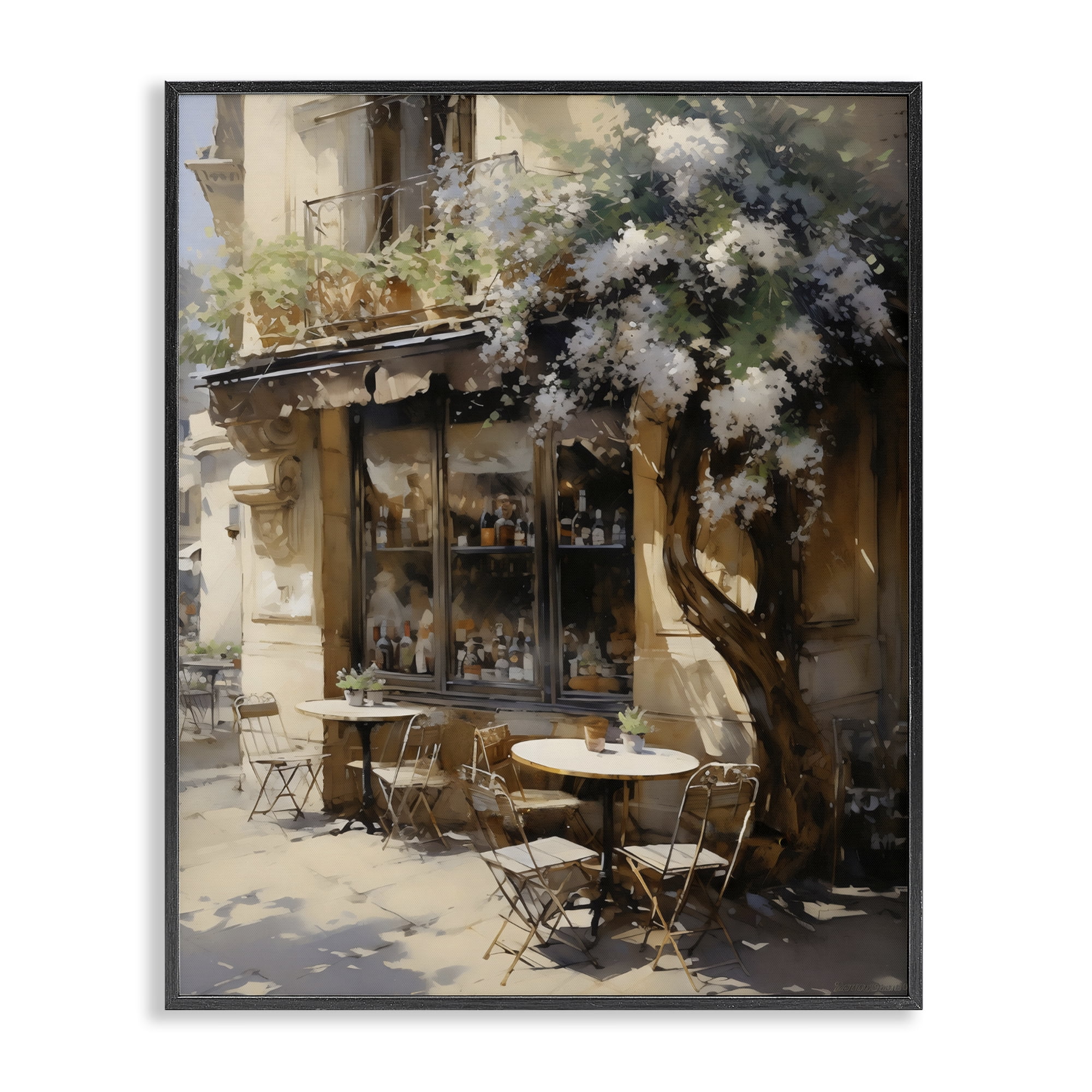 Stupell Industries Sunlit French Cafe Terrace Black Framed Giclee Art, design by Creative Studio