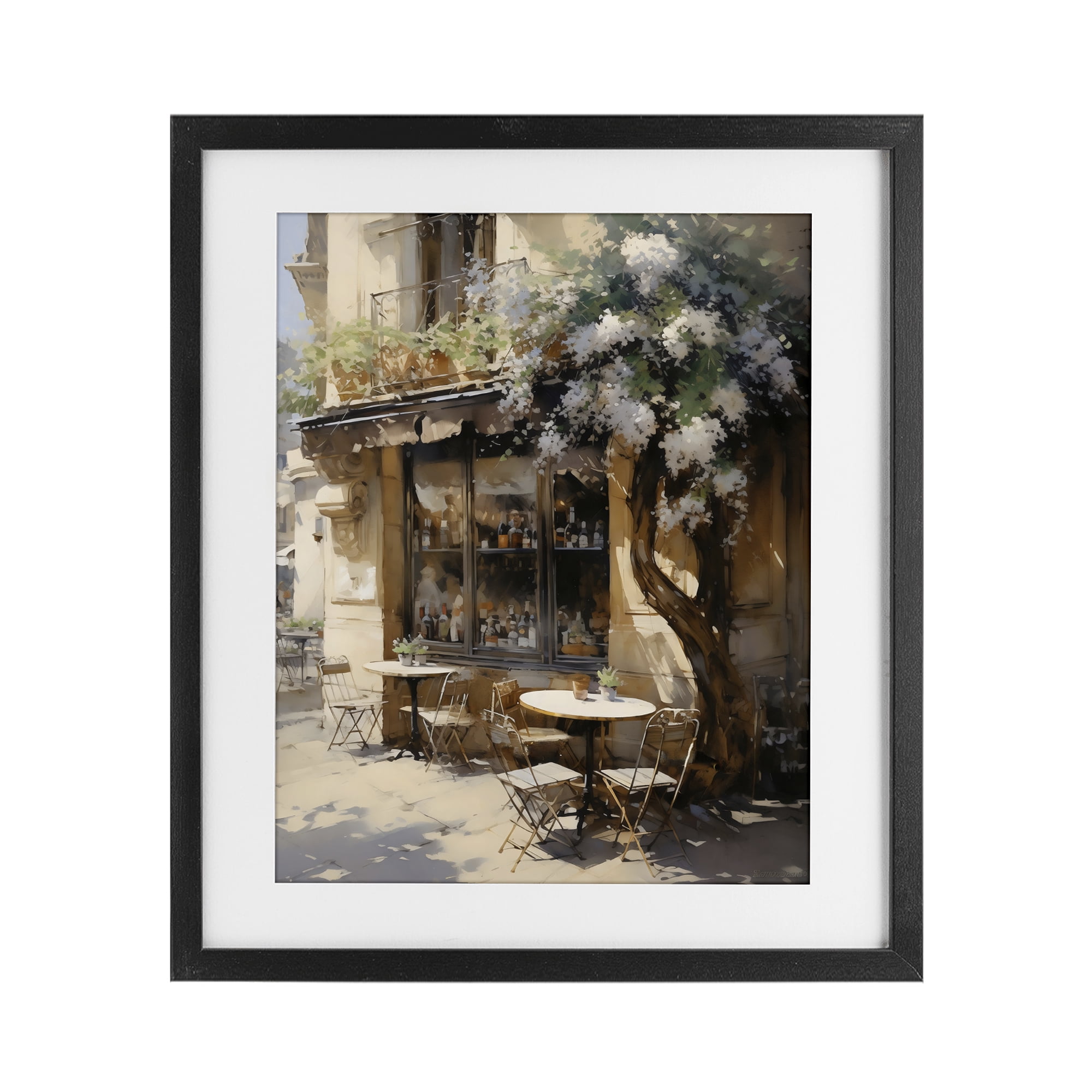 Stupell Industries Sunlit French Cafe Terrace Black Framed Print Under Glass, design by Creative Studio