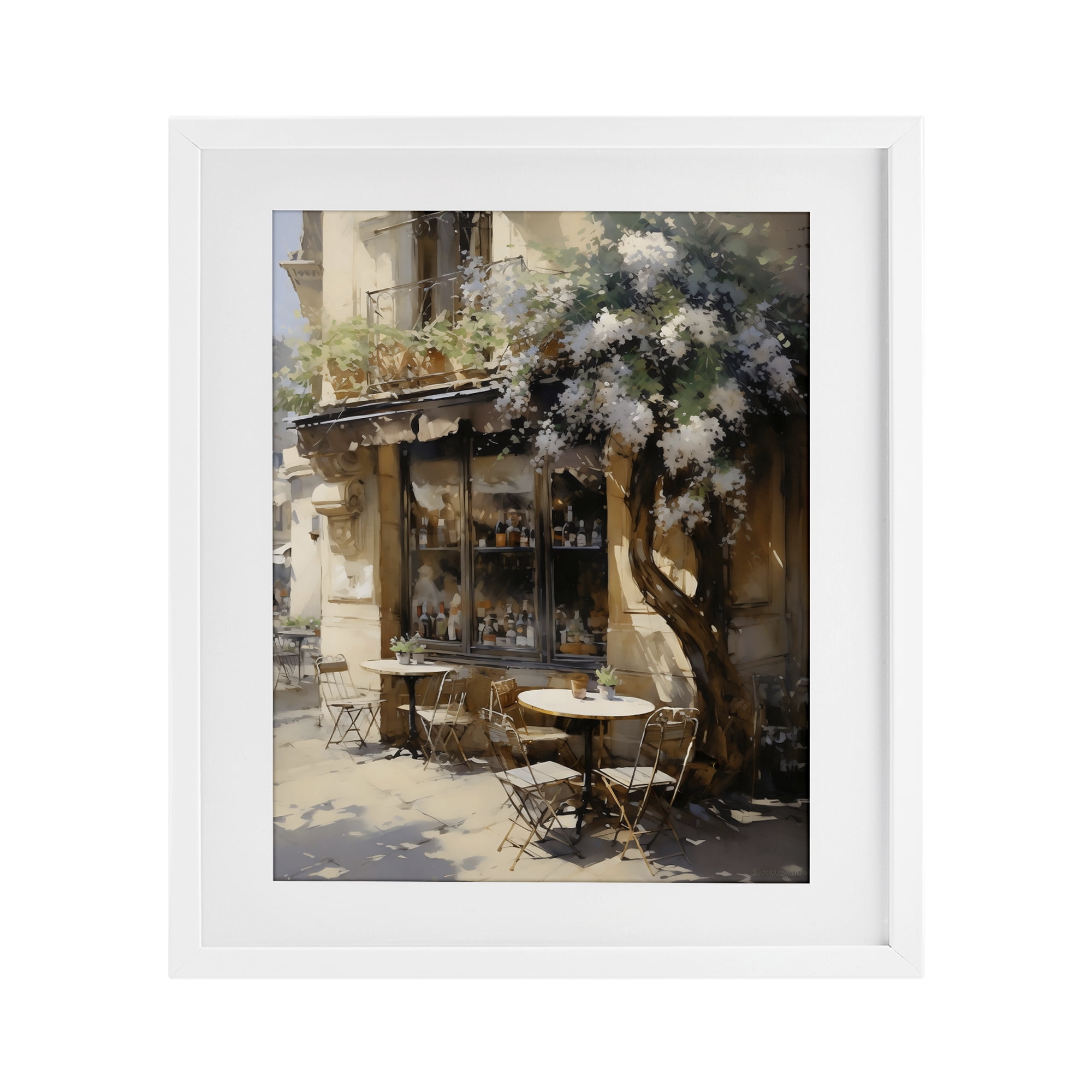 Stupell Industries Sunlit French Cafe Terrace White Framed Print Under Glass, design by Creative Studio