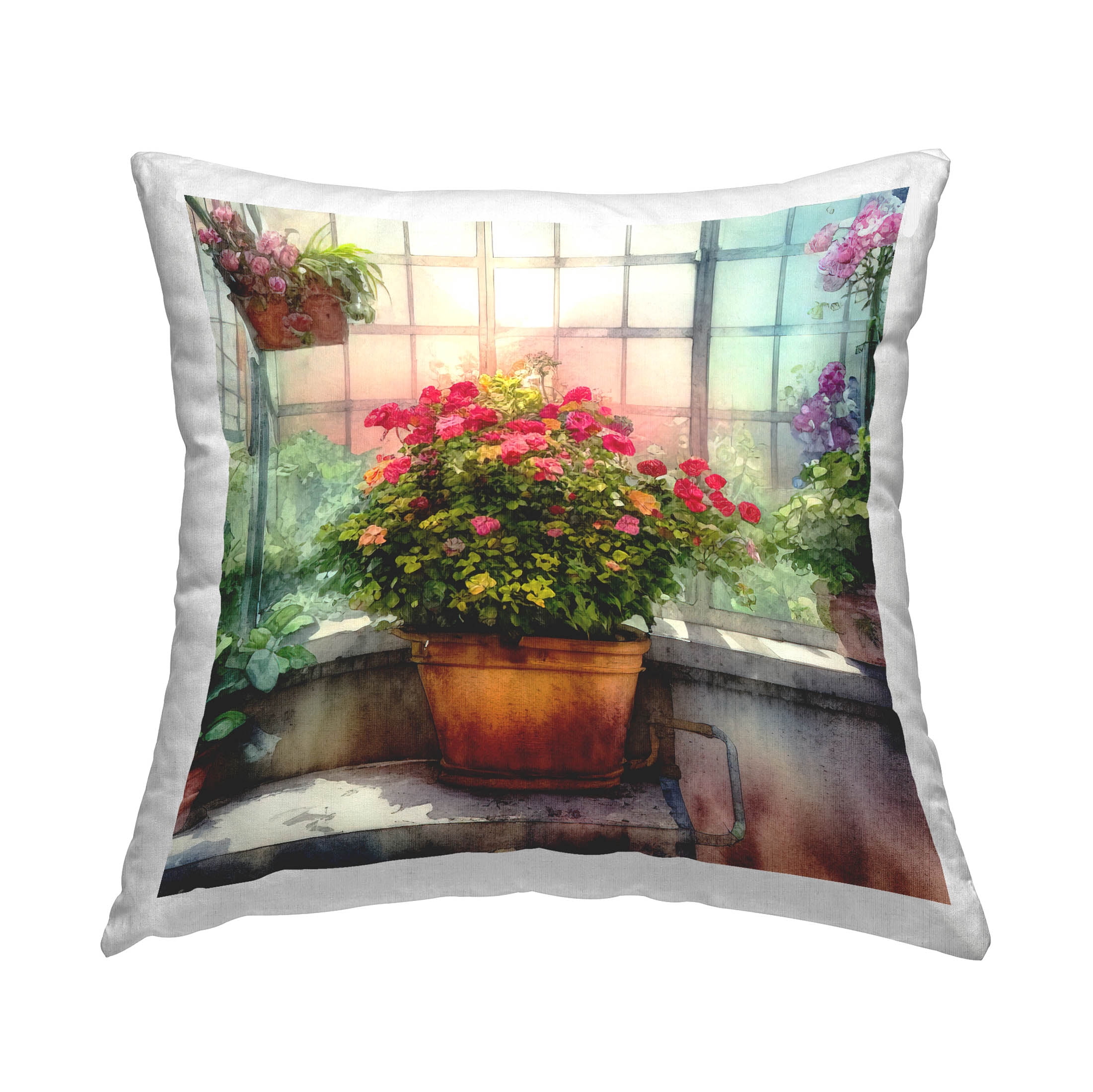 Stupell Industries Sunlit Greenhouse Flower Garden Printed Throw Pillow Design by Alpenglow Workshop