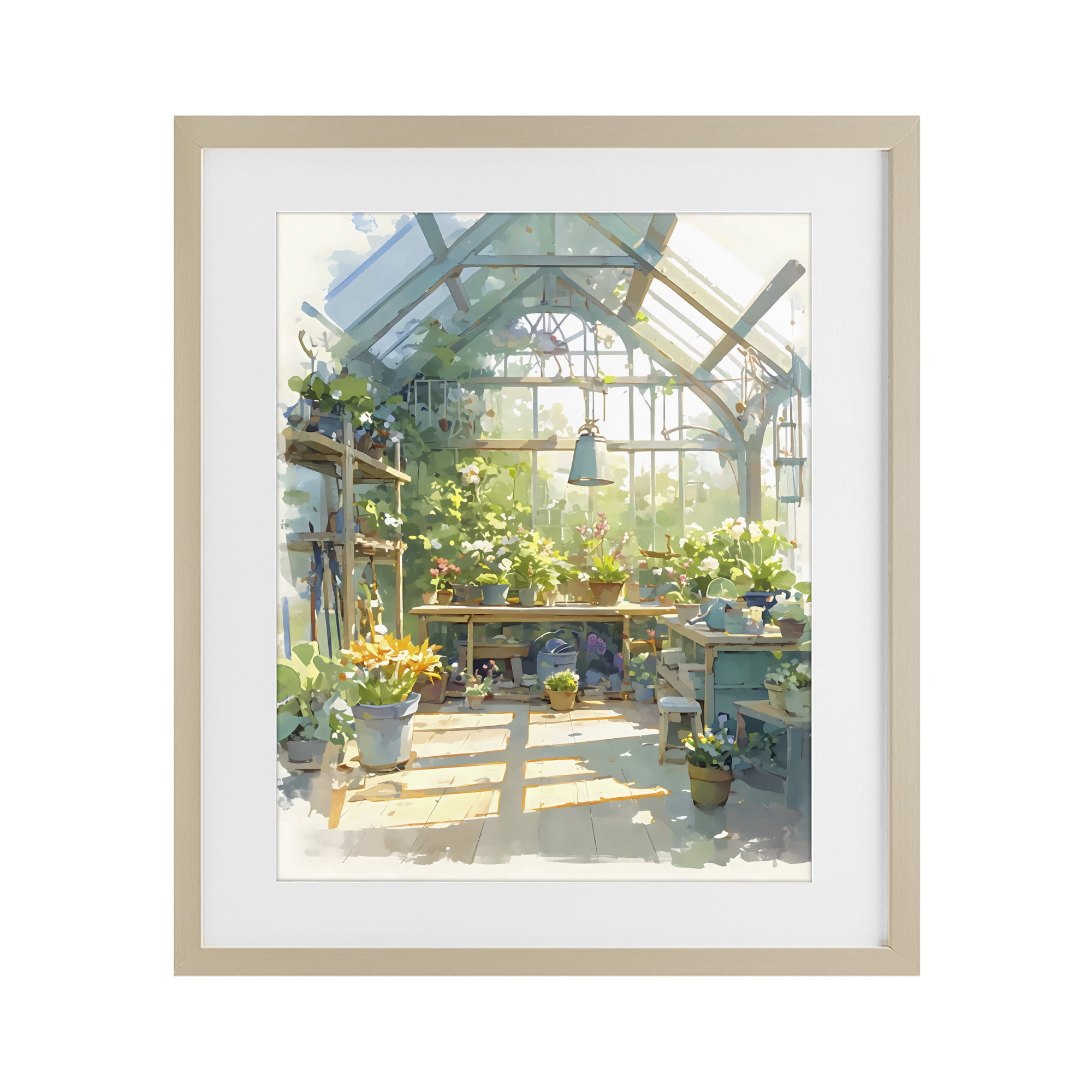 Stupell Industries Sunlit Greenhouse Plant Sanctuary Birch Framed Print Under Glass, design by Creative Studio