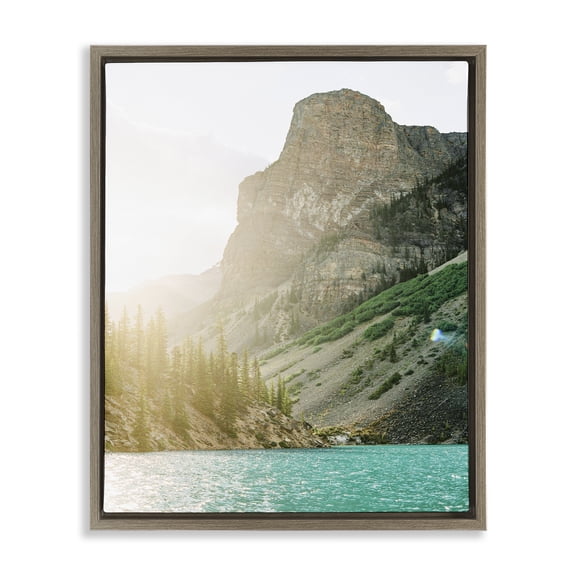 Stupell Industries Sunlit Hills Peak Landscape Photography Brown Floater Framed Art Print Wall Art, 17 x 21