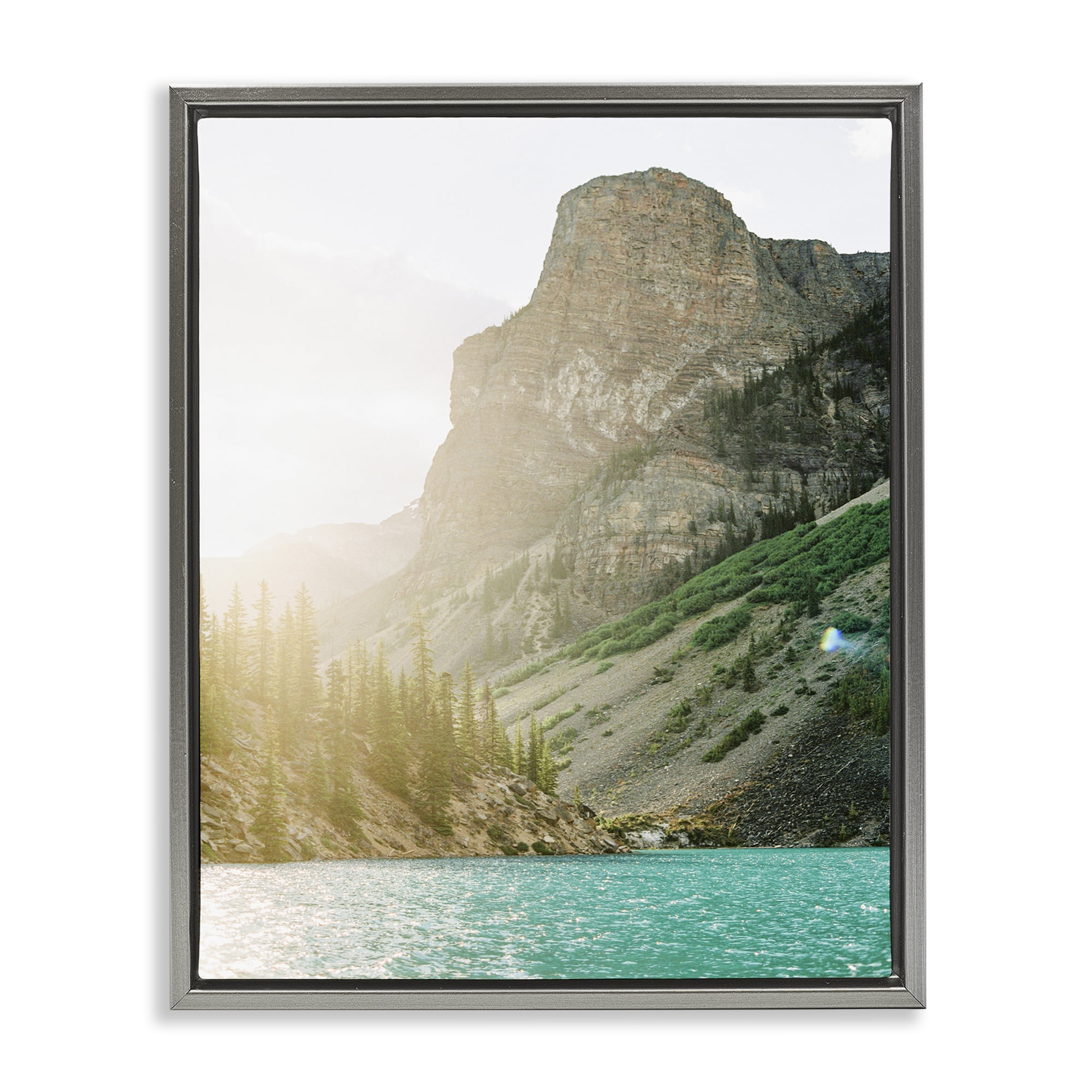 Stupell Industries Sunlit Hills Peak Landscape Photography Gray Floater Framed Art Print Wall Art, 17 x 21