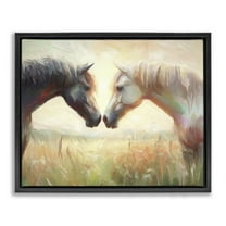 Stupell Industries Sunlit Horse Pair Animals & Insects Painting Black Floater Framed Canvas Art Print Wall Art, 21 x 17
