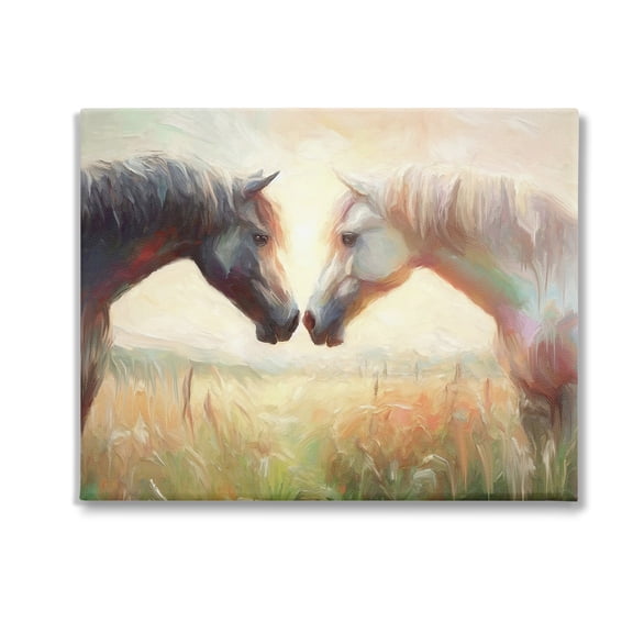 Stupell Industries Sunlit Horse Pair Animals & Insects Painting Gallery Wrapped Canvas Art Print Wall Art, 20 x 16