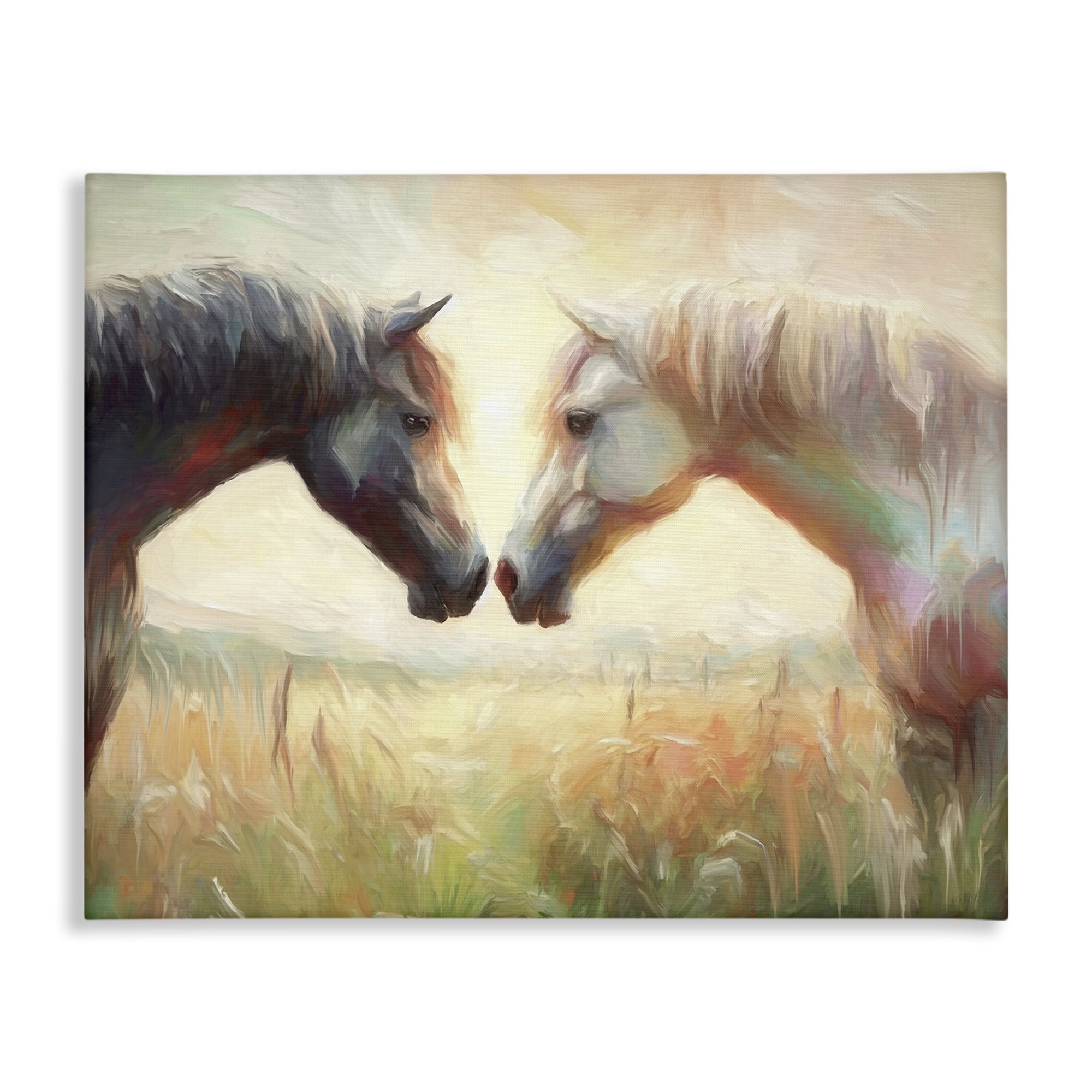 Stupell Industries Sunlit Horse Pair Animals & Insects Painting Gallery Wrapped Canvas Art Print Wall Art, 30 x 24