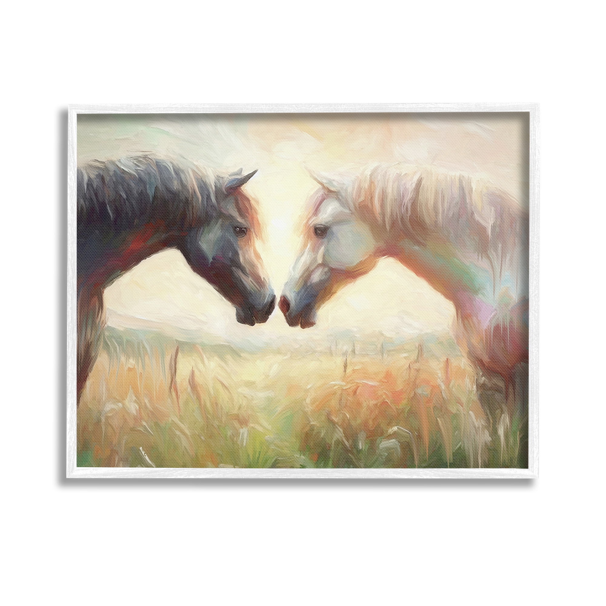 Stupell Industries Sunlit Horse Pair Animals & Insects Painting White Framed Art Print Wall Art, 14 x 11