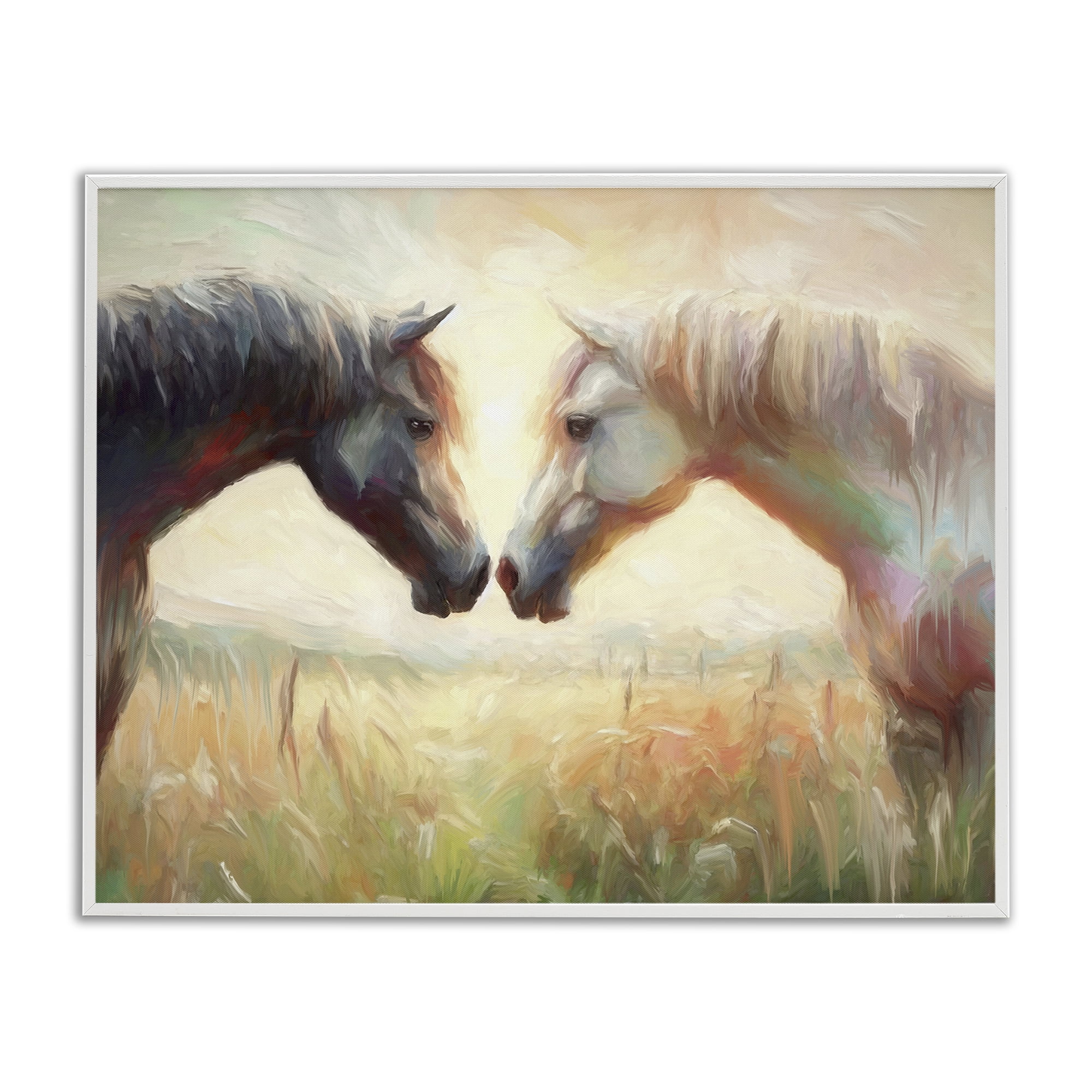 Stupell Industries Sunlit Horse Pair Animals & Insects Painting White Framed Art Print Wall Art, 30 x 24