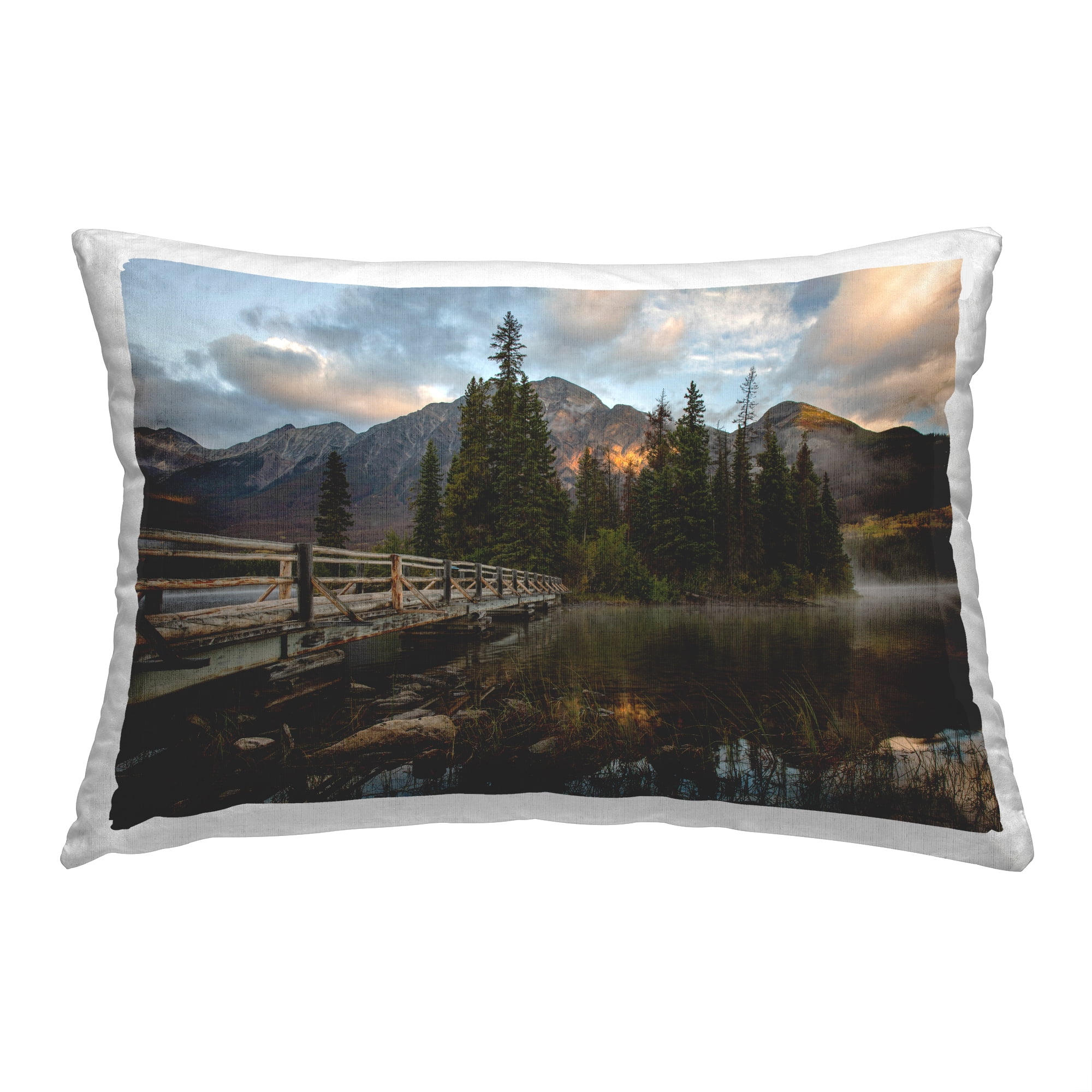Stupell Industries Sunlit Lake Bridge Decorative Printed Throw Pillow, 14 x 20