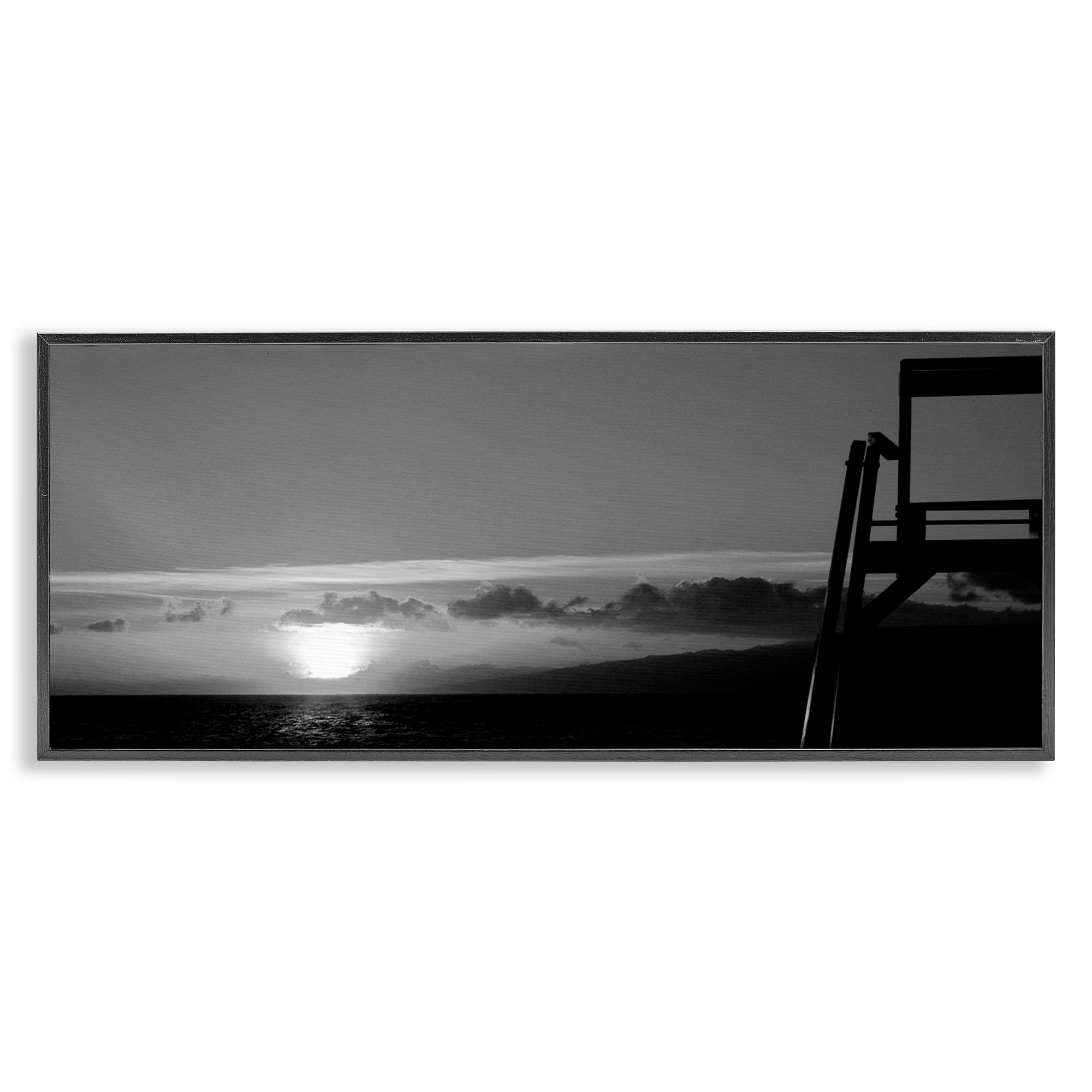 Stupell Industries Sunlit Lifeguard Station Landscape & Nature Photography Black Framed Art Print Wall Art, 30 x 13