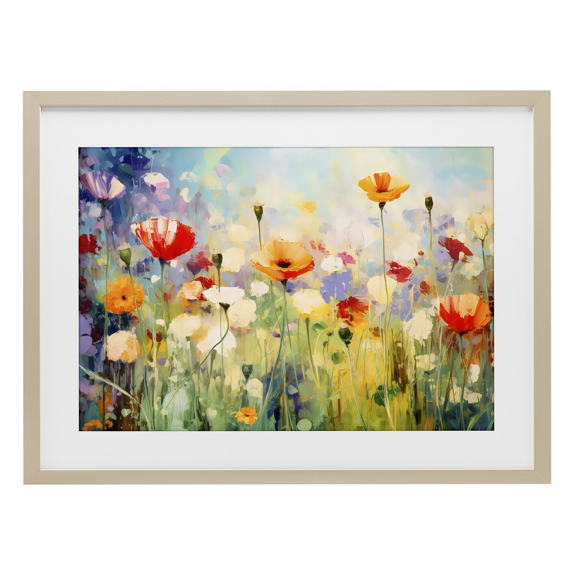 Stupell Industries Sunlit Meadow of Colorful Blooms Birch Framed Print Under Glass, design by Creative Studio