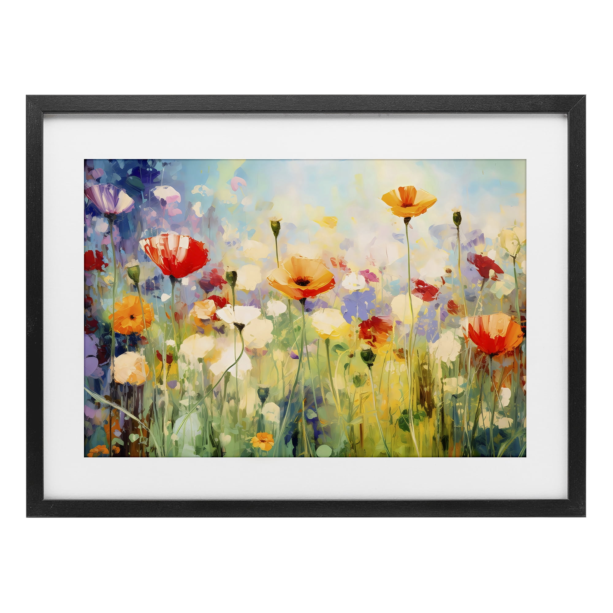 Stupell Industries Sunlit Meadow of Colorful Blooms Black Framed Print Under Glass, design by Creative Studio