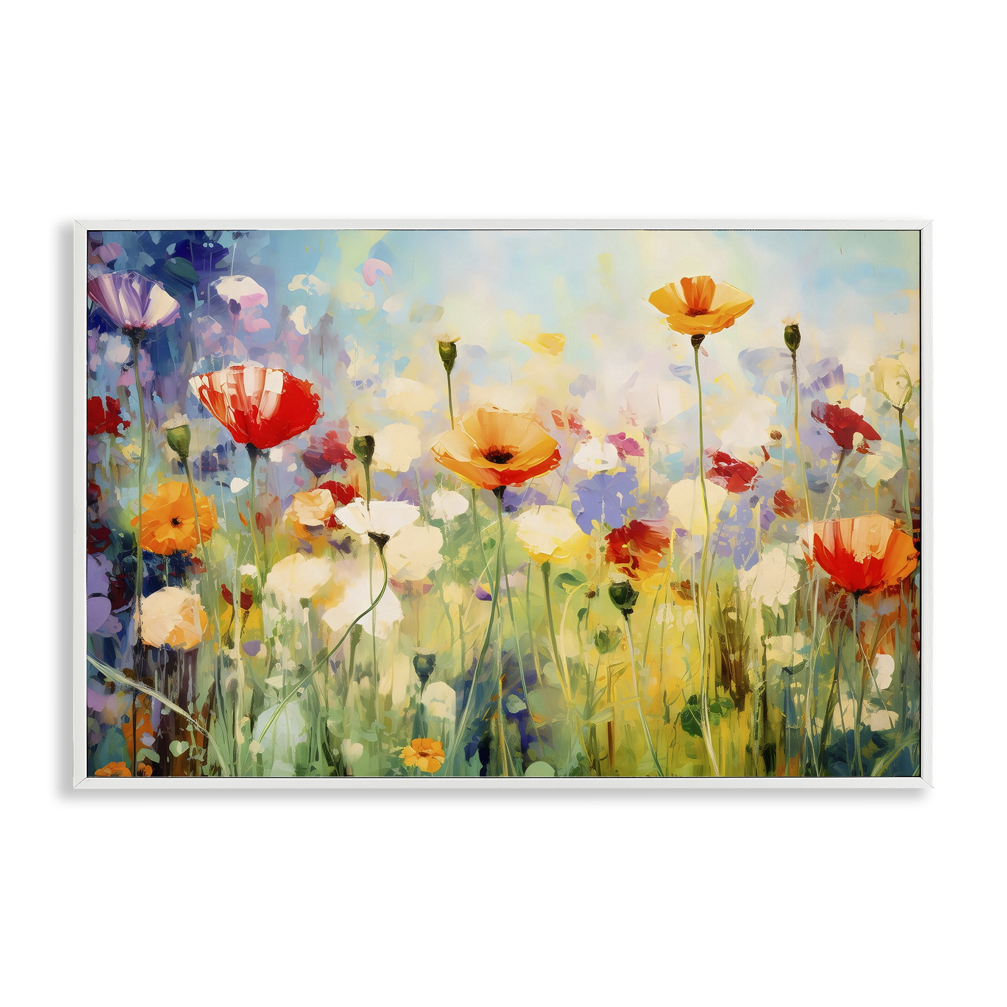 Stupell Industries Sunlit Meadow of Colorful Blooms White Framed Giclee Art, design by Creative Studio