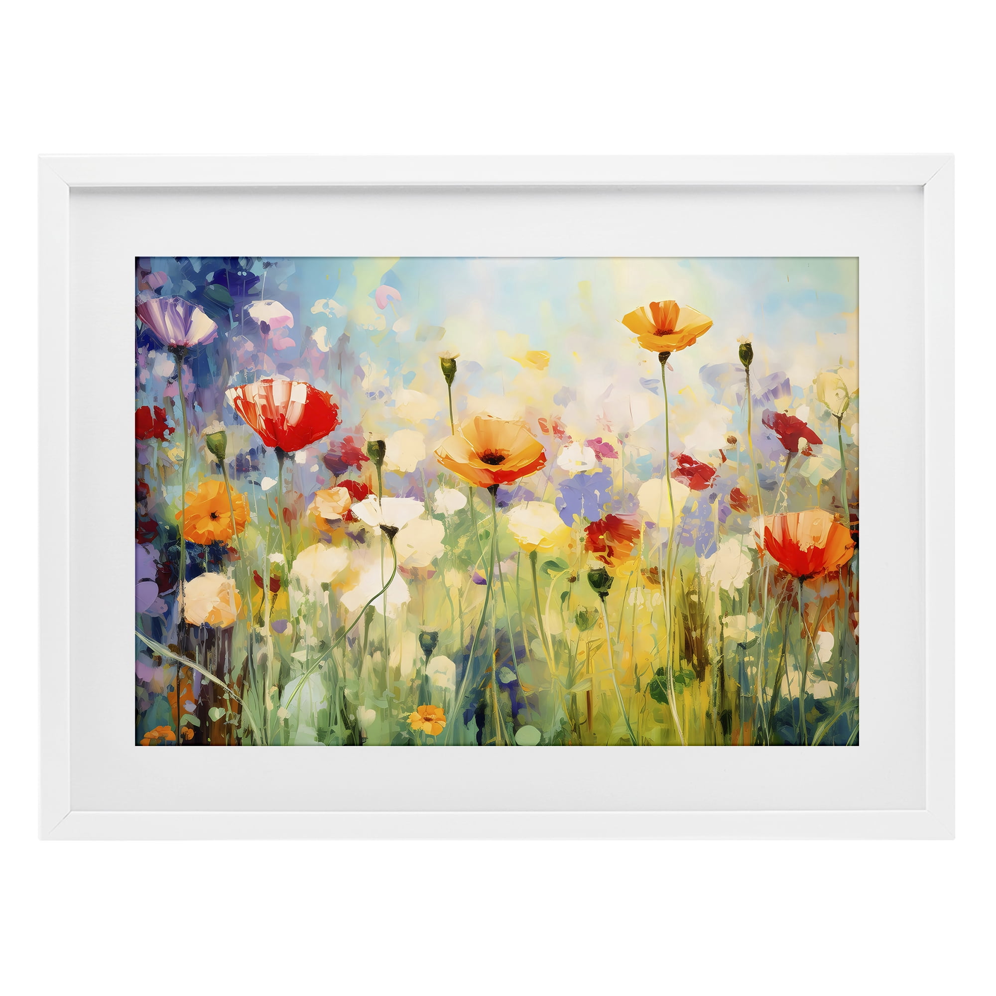 Stupell Industries Sunlit Meadow of Colorful Blooms White Framed Print Under Glass, design by Creative Studio