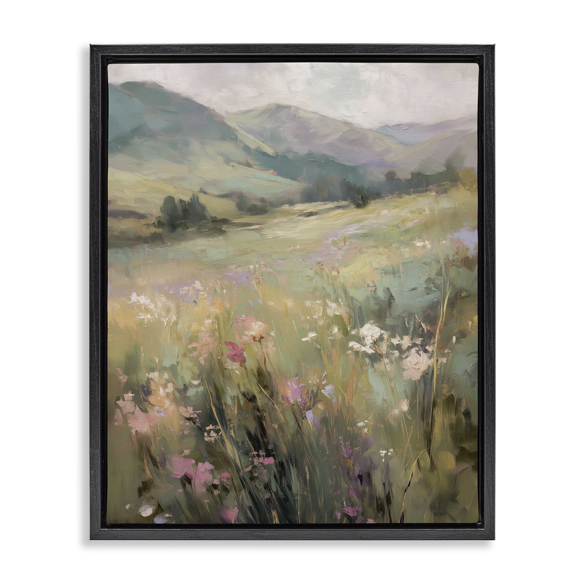 Stupell Industries Sunlit Meadows Landscape Black Framed Floater Canvas Wall Art, design by Svetlana Aleynikova