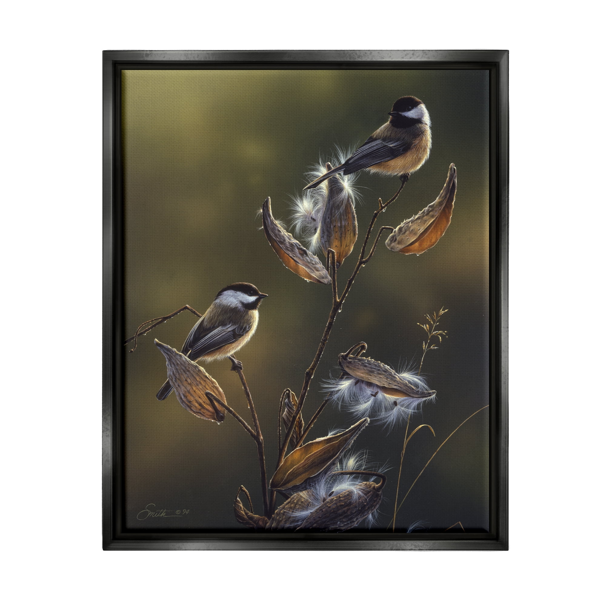 Stupell Industries Sunlit Nature Birds Perched Animals & Insects Painting Black Floater Framed Art Print Wall Art