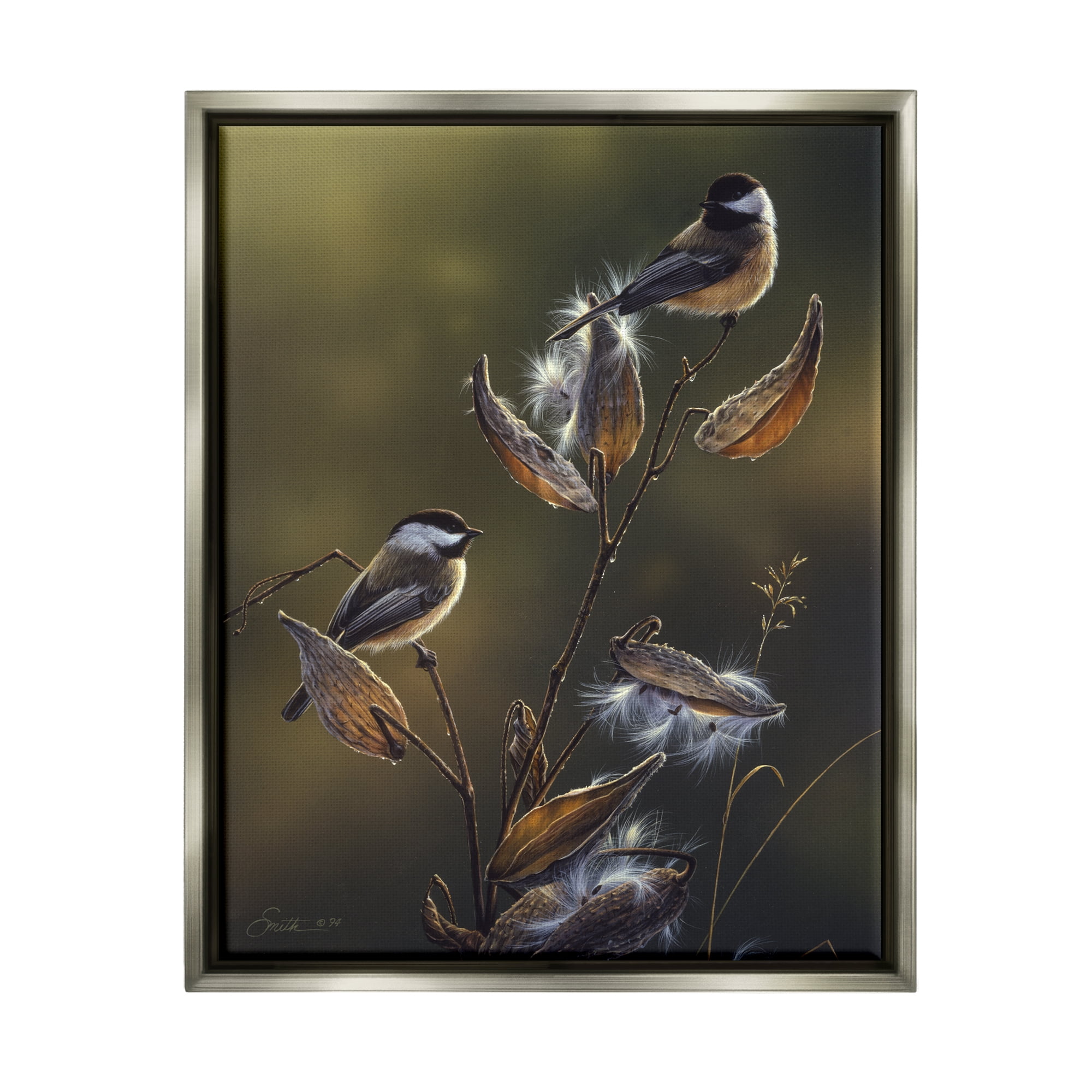 Stupell Industries Sunlit Nature Birds Perched Animals & Insects Painting Gray Floater Framed Art Print Wall Art