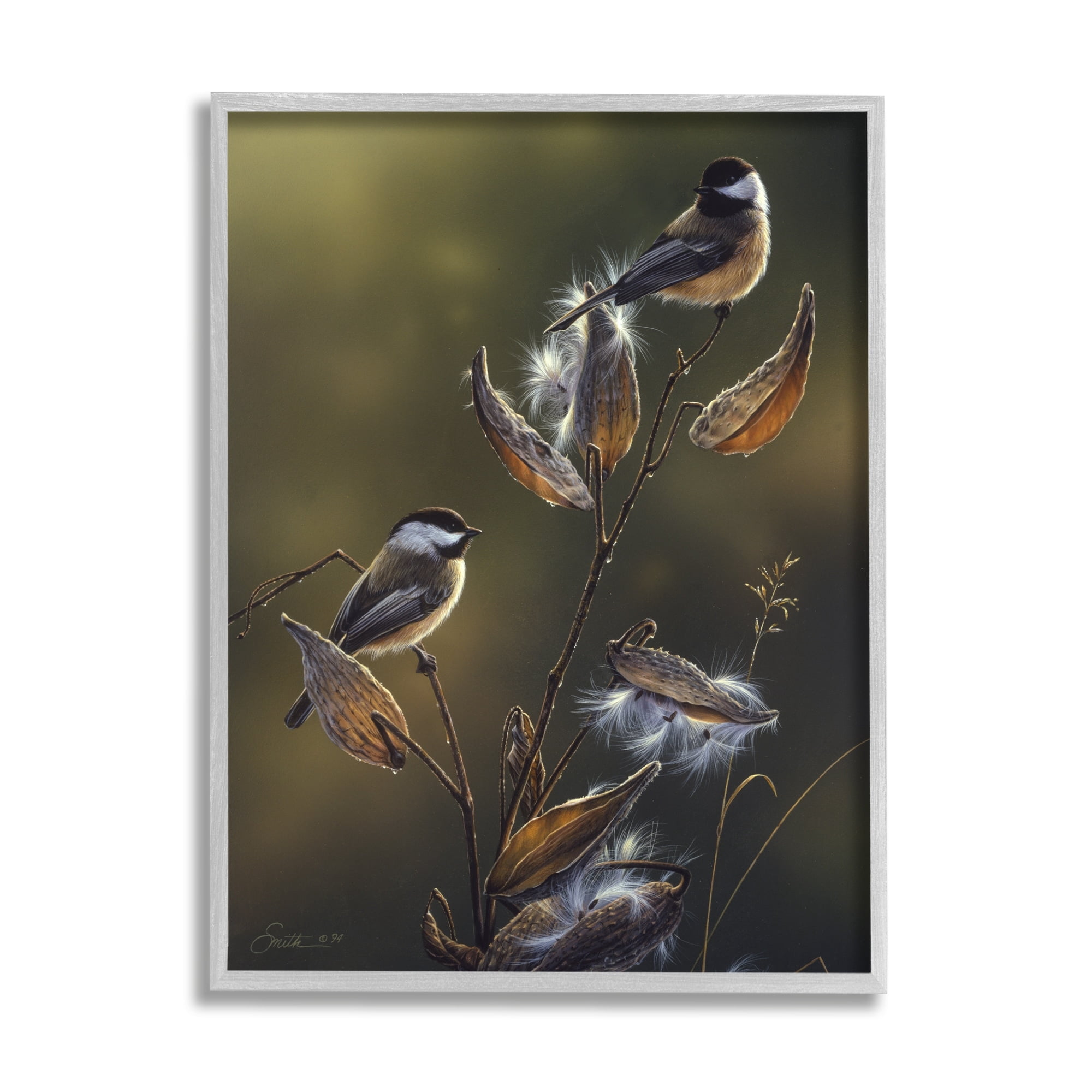 Stupell Industries Sunlit Nature Birds Perched Animals & Insects Painting Gray Framed Art Print Wall Art