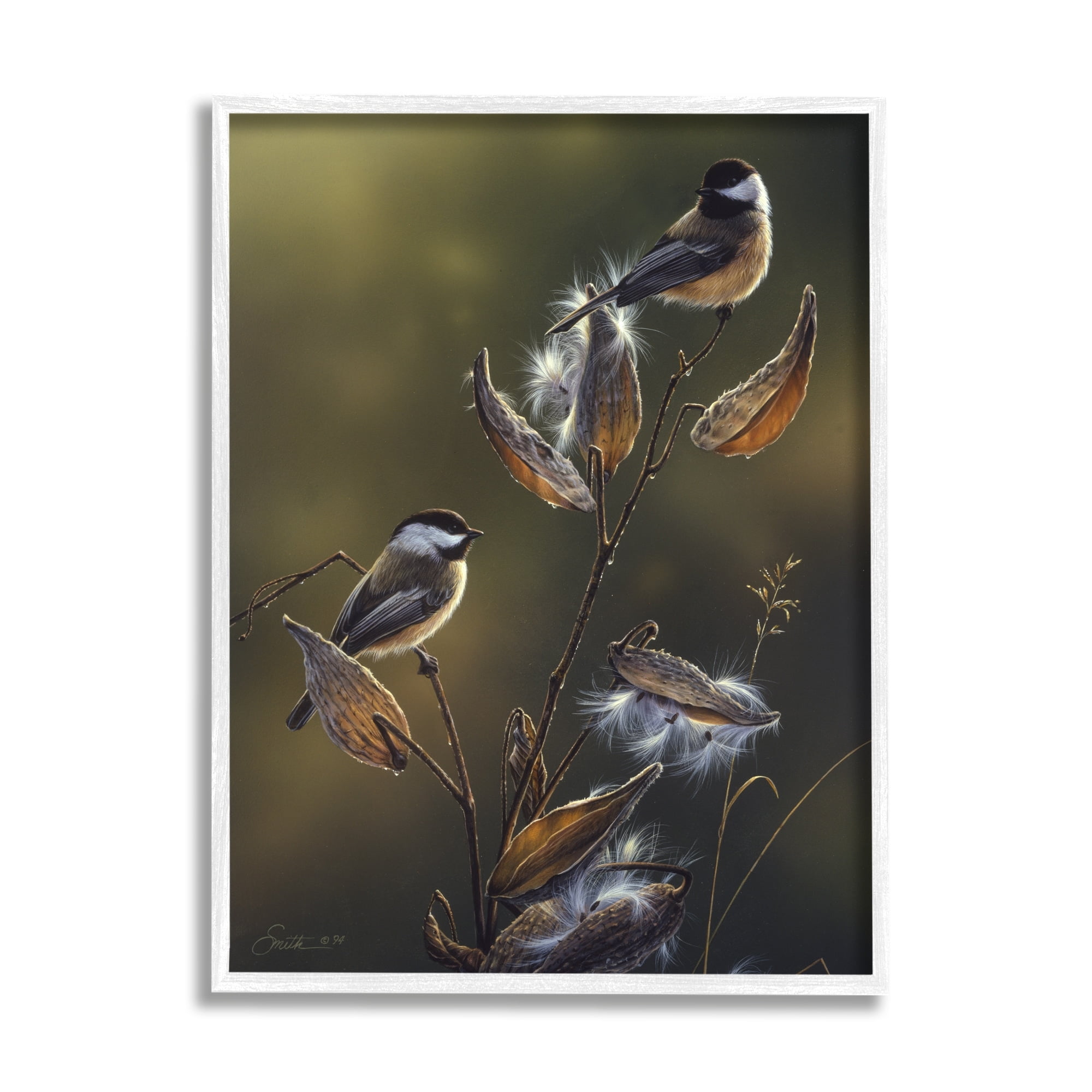 Stupell Industries Sunlit Nature Birds Perched Animals & Insects Painting White Framed Art Print Wall Art