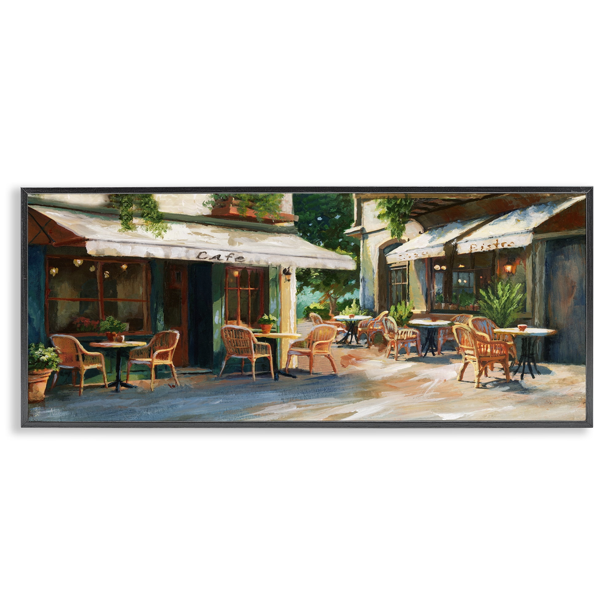 Stupell Industries Sunlit Outdoor Parisian Cafe Black Framed Giclee Art, design by Nan