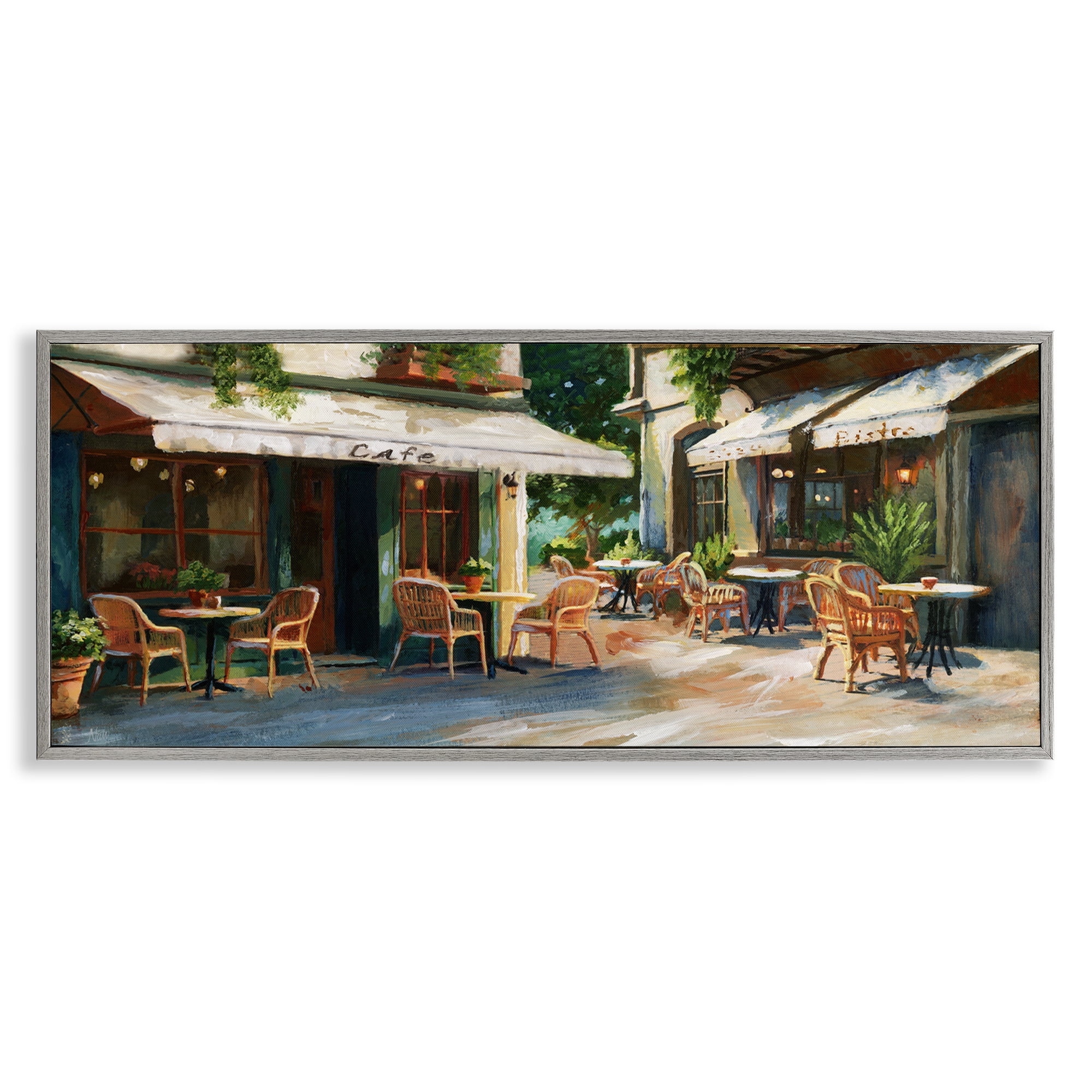 Stupell Industries Sunlit Outdoor Parisian Cafe Gray Framed Giclee Art, design by Nan