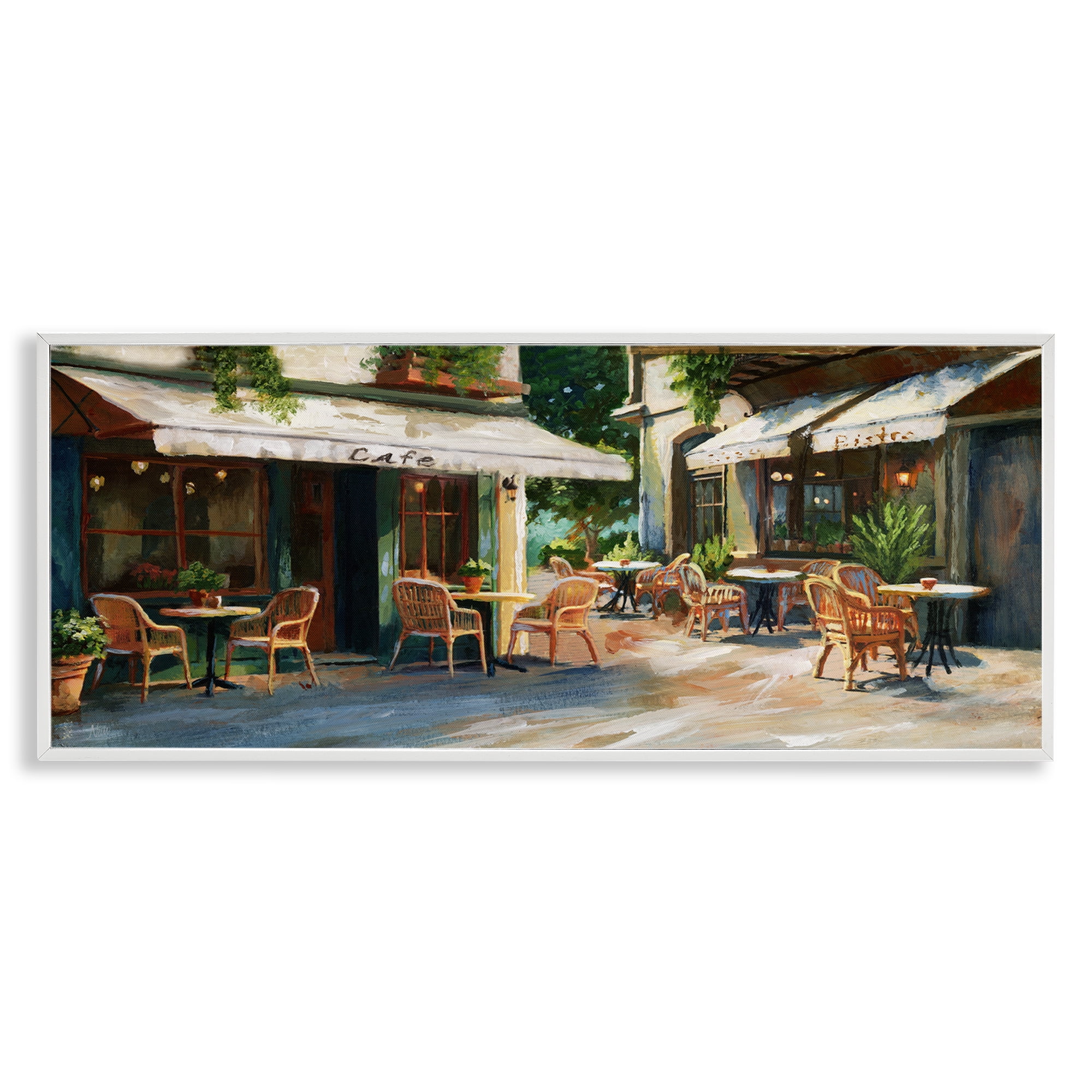 Stupell Industries Sunlit Outdoor Parisian Cafe White Framed Giclee Art, design by Nan