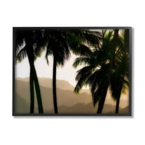 Stupell Industries Sunlit Palm Trees Mountain Peaks Photograph Black Framed Art Print Wall Art, Design by Dennis Frates