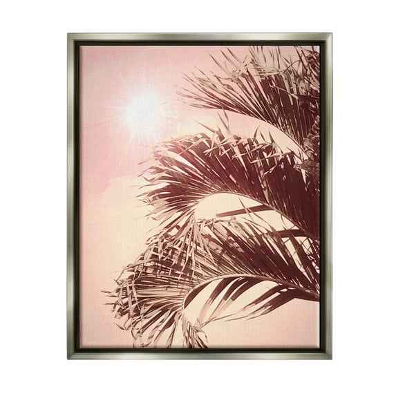 Stupell Industries Sunlit Palms Pink Sky Botanical & Floral Photography Gray Floater Framed Art Print Wall Art