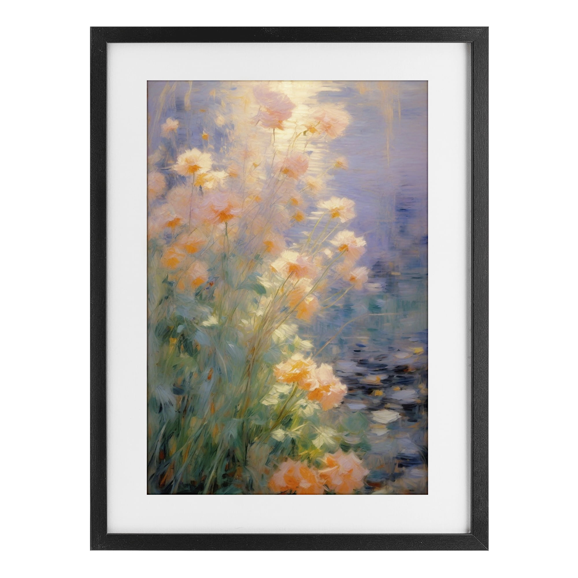Stupell Industries Sunlit Pastel Blossoms Impression Black Framed Print Under Glass, design by Angie Hawke