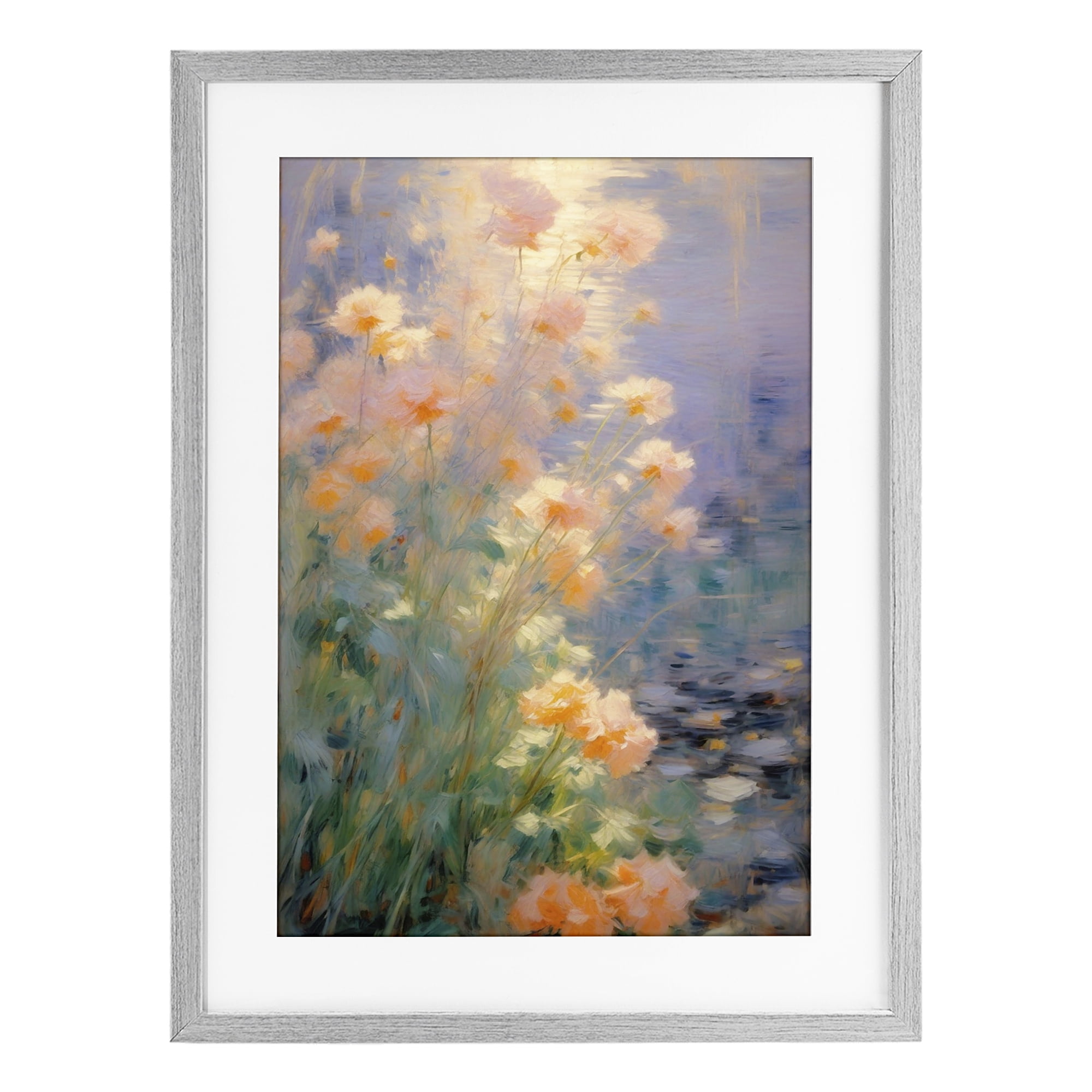 Stupell Industries Sunlit Pastel Blossoms Impression Gray Framed Print Under Glass, design by Angie Hawke
