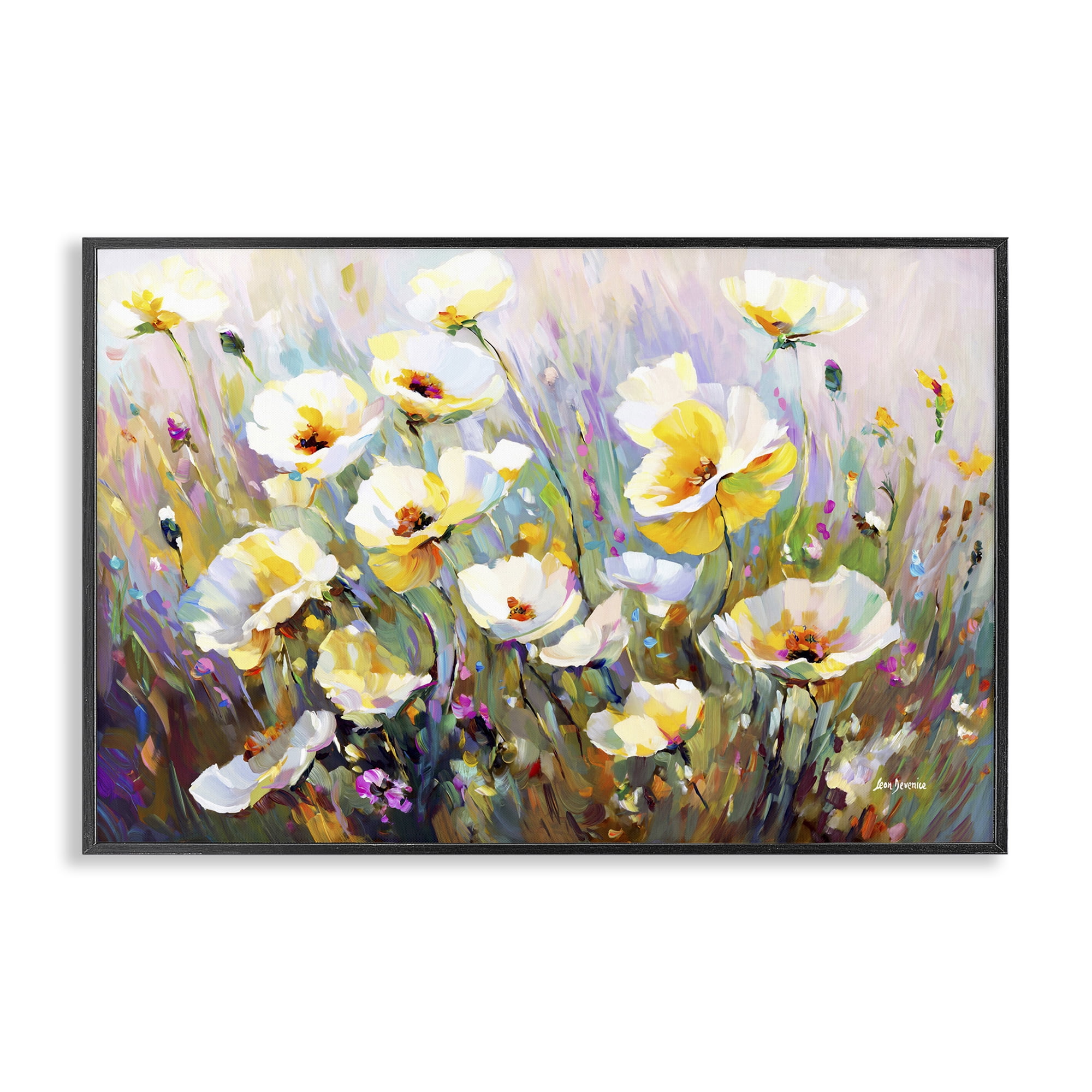 Stupell Industries Sunlit Petals Embrace Botanical & Floral Painting Black Framed Art Print Wall Art, 24 x 16