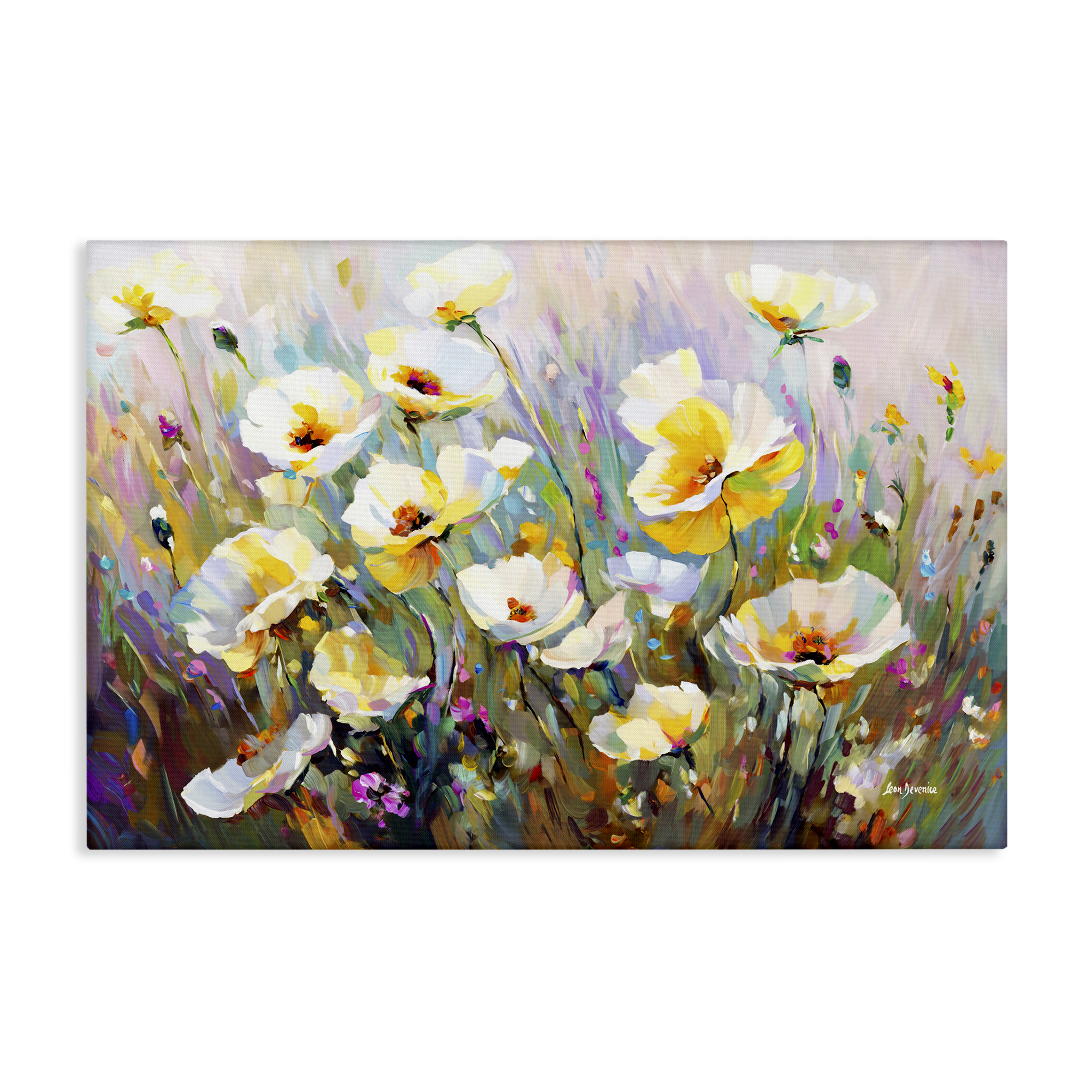 Stupell Industries Sunlit Petals Embrace Botanical & Floral Painting Gallery Wrapped Canvas Art Print Wall Art, 24 x 16