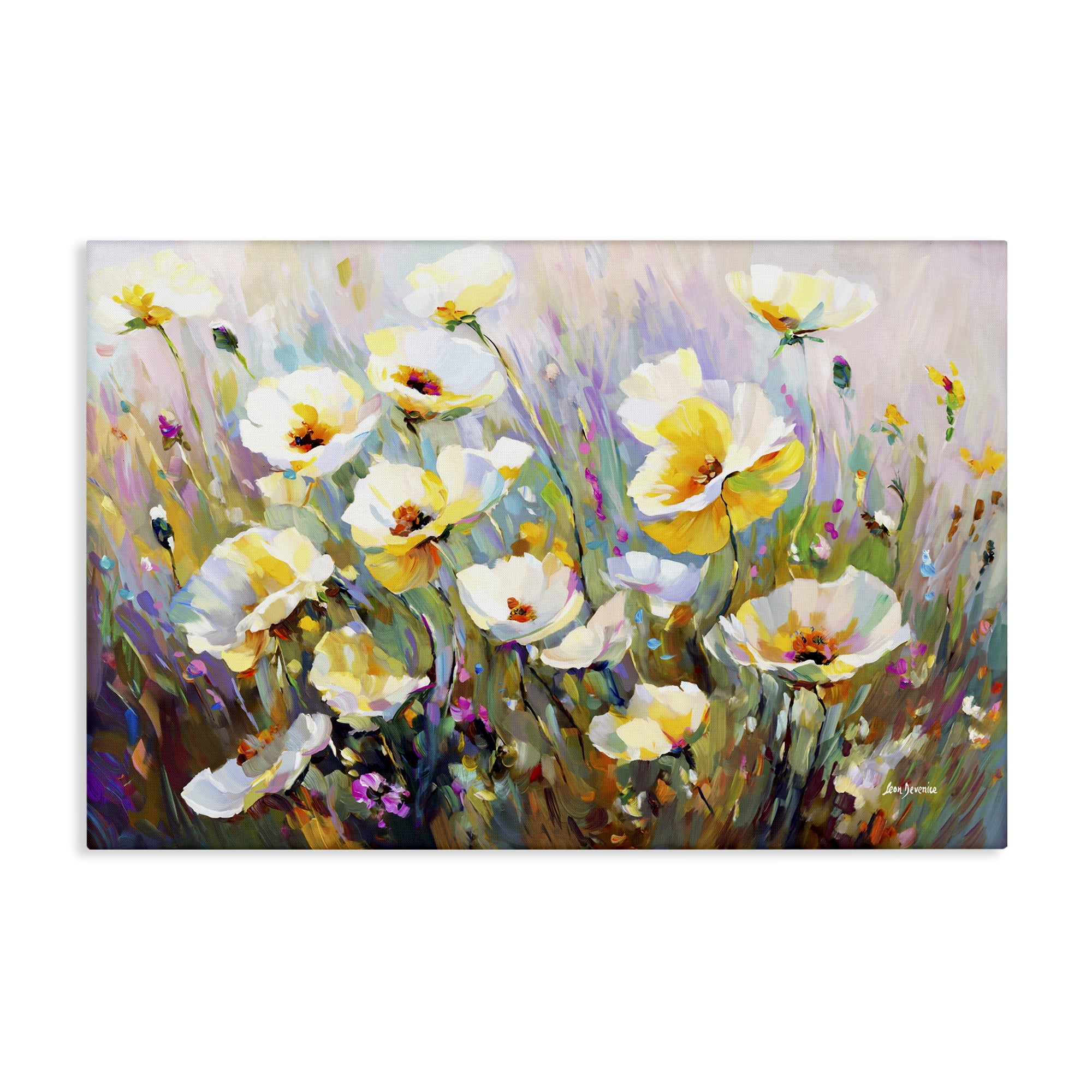 Stupell Industries Sunlit Petals Embrace Botanical & Floral Painting Gallery Wrapped Canvas Art Print Wall Art, 36 x 24