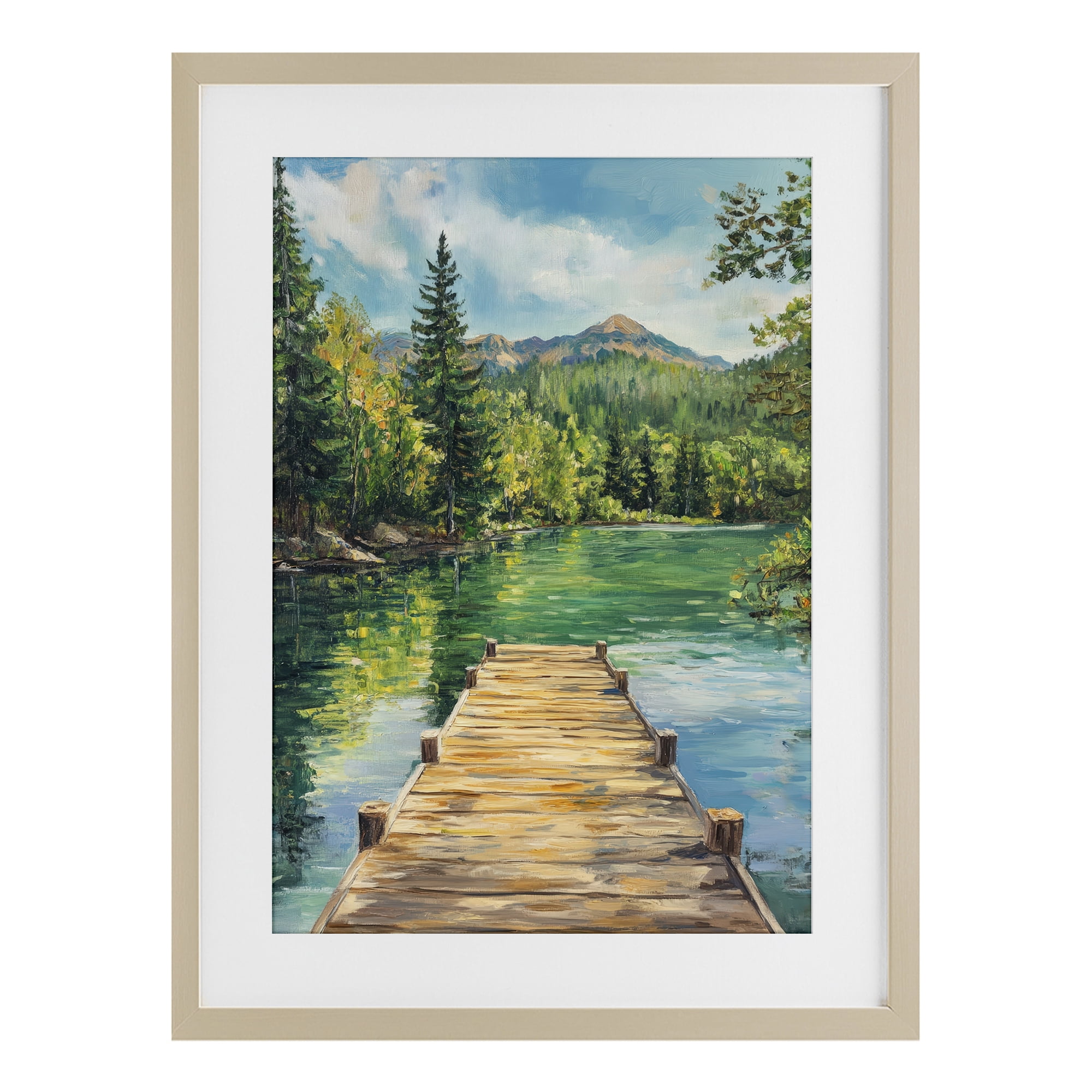 Stupell Industries Sunlit River Dock Birch Framed Print Under Glass, design by Petal Prints Design