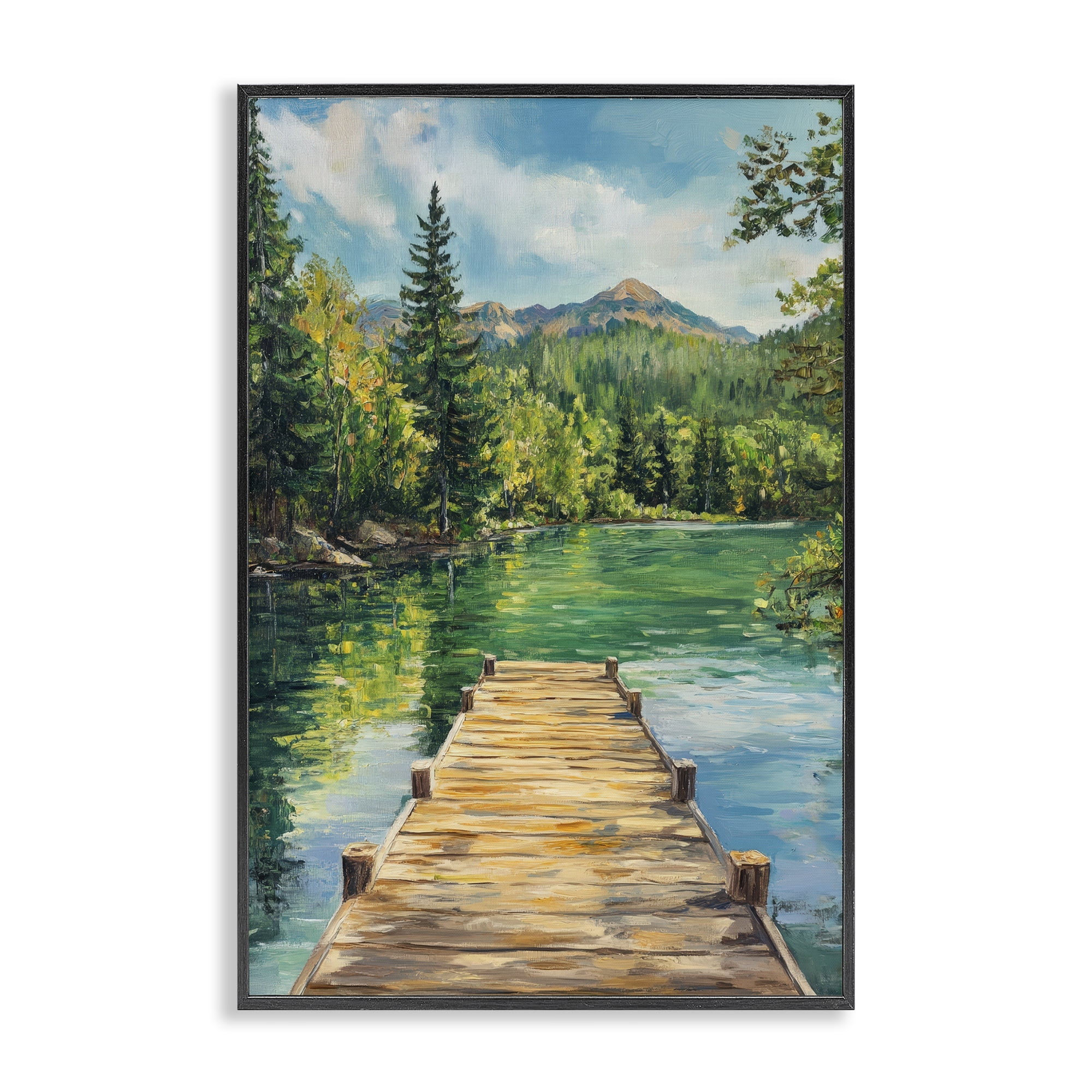 Stupell Industries Sunlit River Dock Black Framed Giclee Art, design by Petal Prints Design