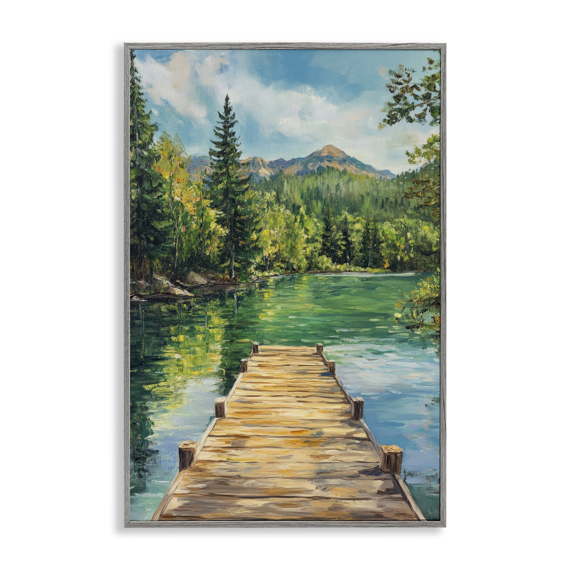 Stupell Industries Sunlit River Dock Gray Framed Giclee Art, design by Petal Prints Design