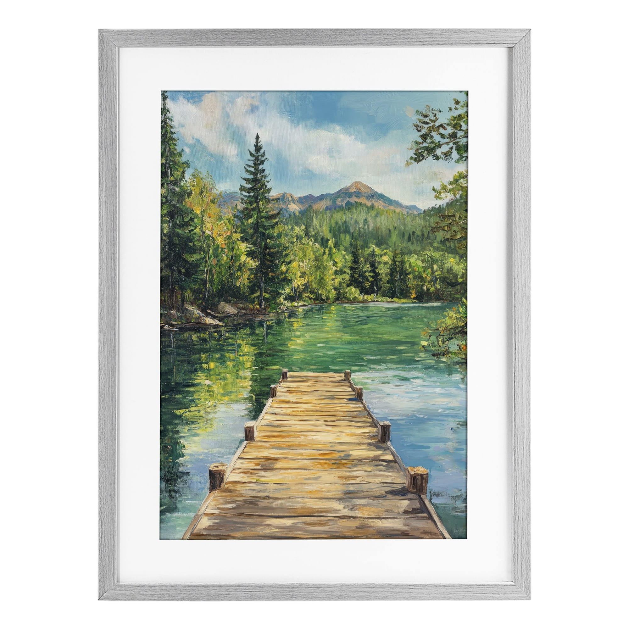 Stupell Industries Sunlit River Dock Gray Framed Print Under Glass, design by Petal Prints Design