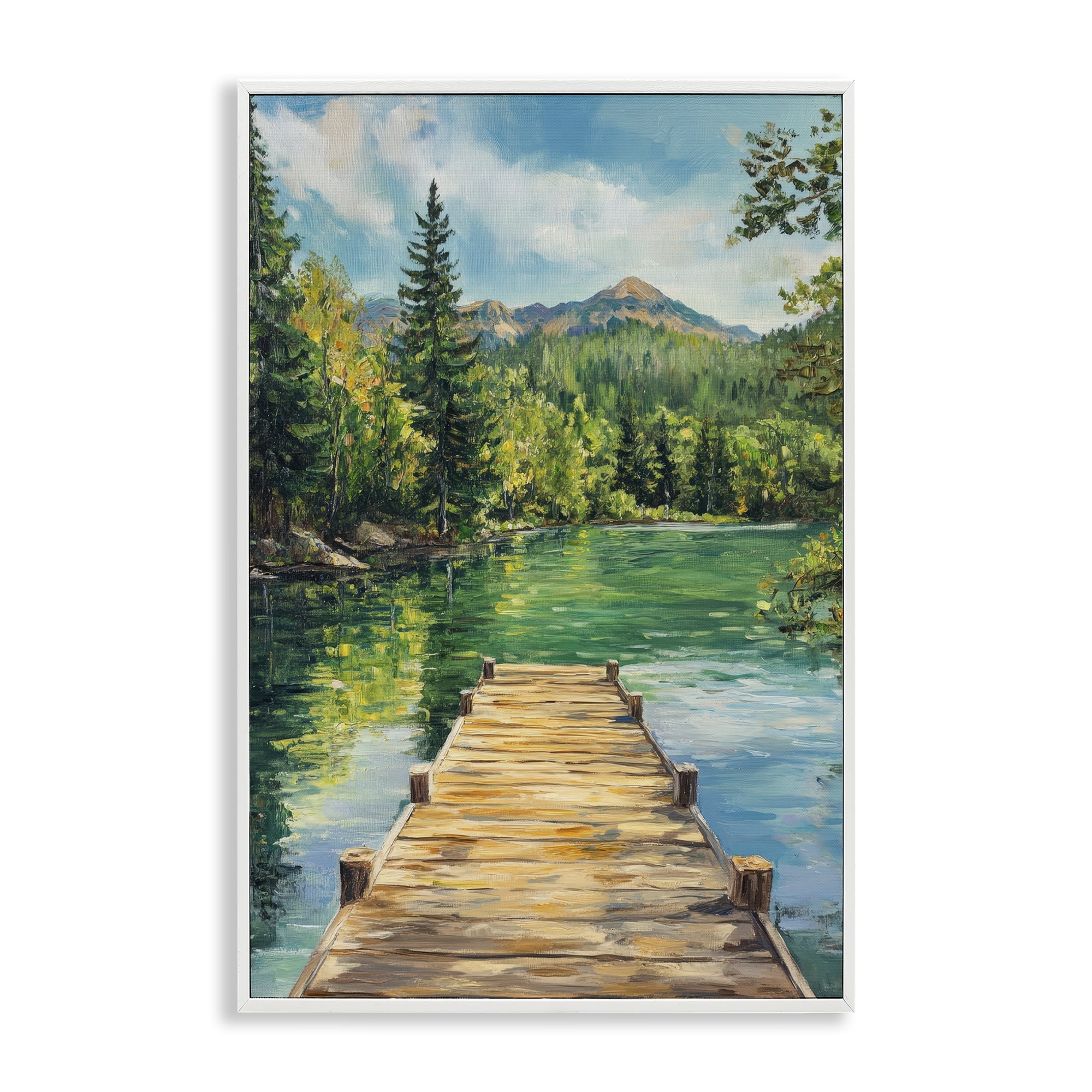 Stupell Industries Sunlit River Dock White Framed Giclee Art, design by Petal Prints Design