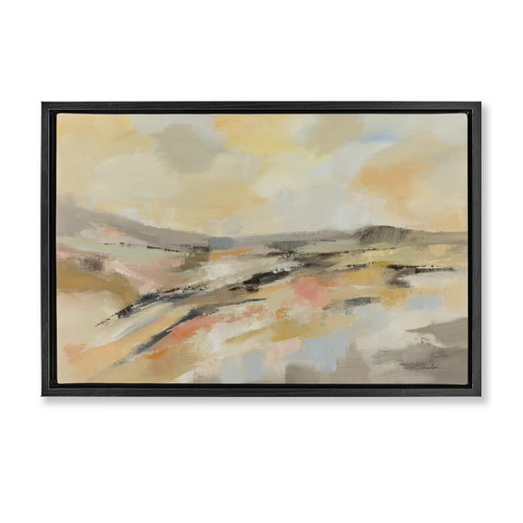 Stupell Industries Sunlit Riverside Warm Tones Black Framed Floater Canvas Wall Art design by Silvia Vassileva, 17 x 25