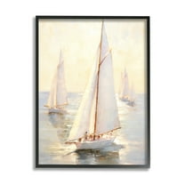 Stupell Industries Sunlit Sailboats Painting Transportation Painting Black Framed Art Print Wall Art, 11 x 14