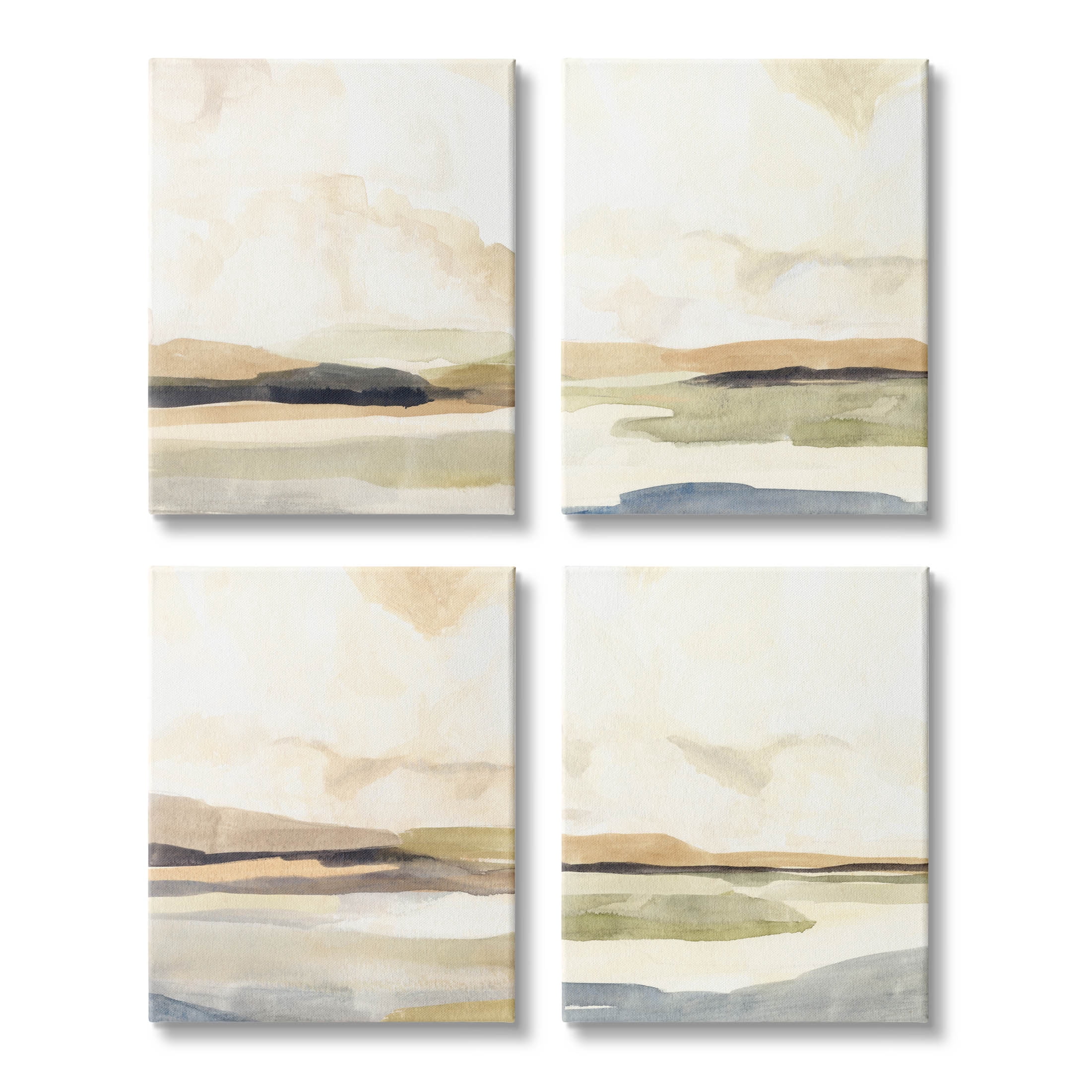 Stupell Industries Sunlit Scenery Horizon Landscapes Painting Gallery Wrapped Canvas Print Wall Art, Set of 4, Design by Annie Warren