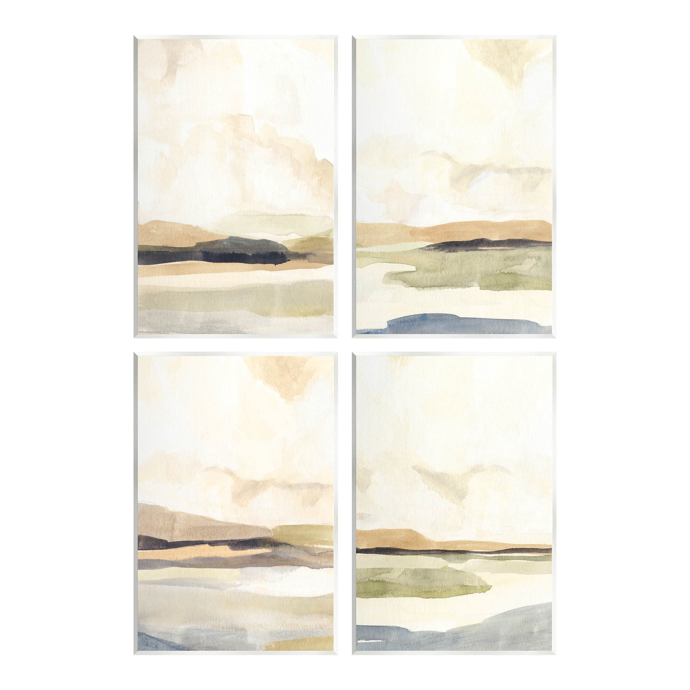 Stupell Industries Sunlit Scenery Horizon Landscapes Painting Unframed Art Print Wall Art, Set of 4, Design by Annie Warren