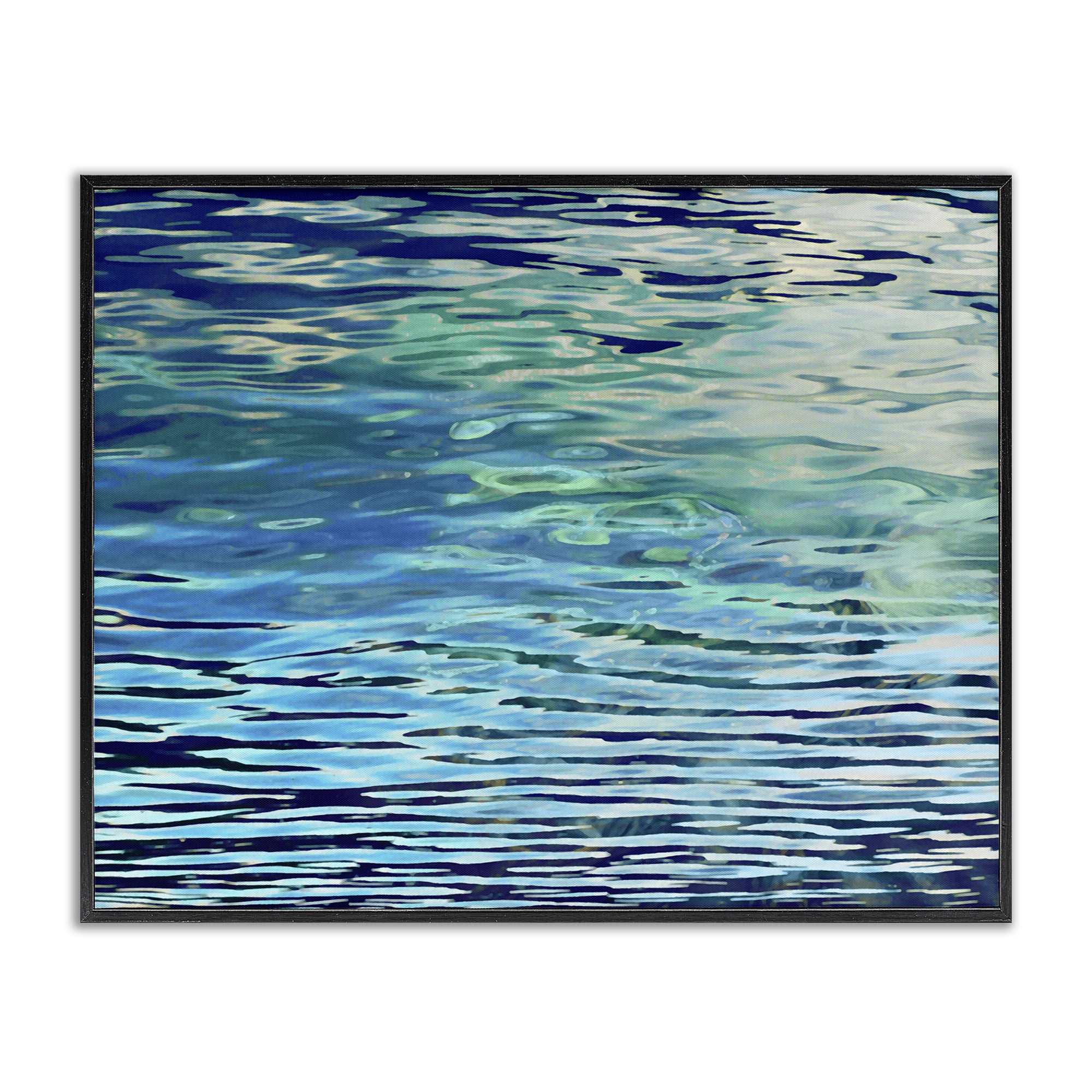 Stupell Industries Sunlit Sea Ripples Landscape & Nature Painting Black Framed Art Print Wall Art, 14 x 11