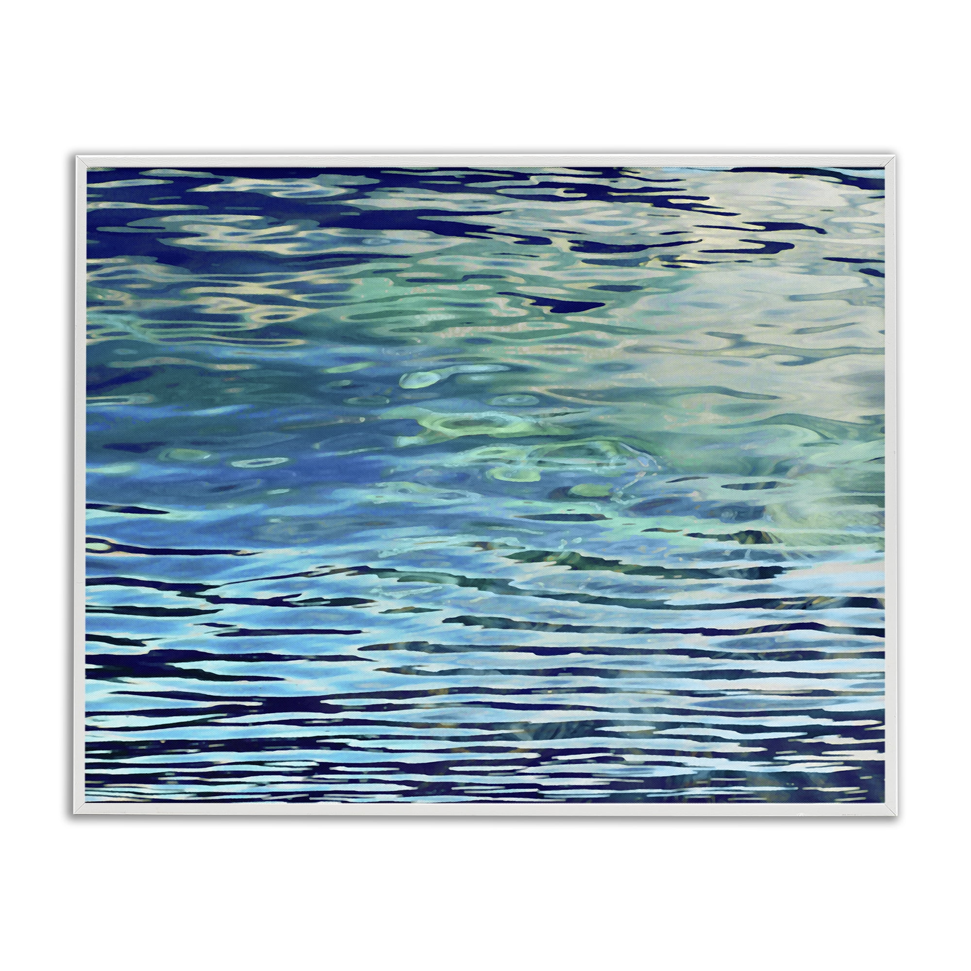 Stupell Industries Sunlit Sea Ripples Landscape & Nature Painting White Framed Art Print Wall Art, 14 x 11