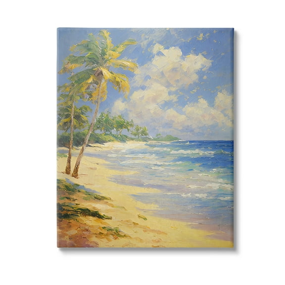 Stupell Industries Sunlit Shore Scenery Landscape Painting Gallery Wrapped Canvas Art Print Wall Art, 16 x 20