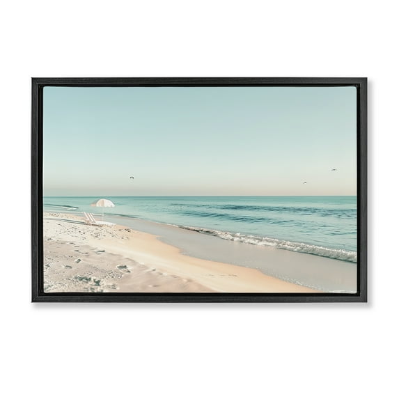 Stupell Industries Sunlit Shoreline Horizon Black Framed Floater Canvas Wall Art design by Lazar Studio, 21 x 31