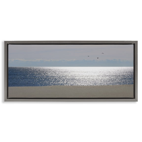 Stupell Industries Sunlit Sparkles on the Sea Gray Framed Floater Canvas Wall Art, design by Lori Deiter