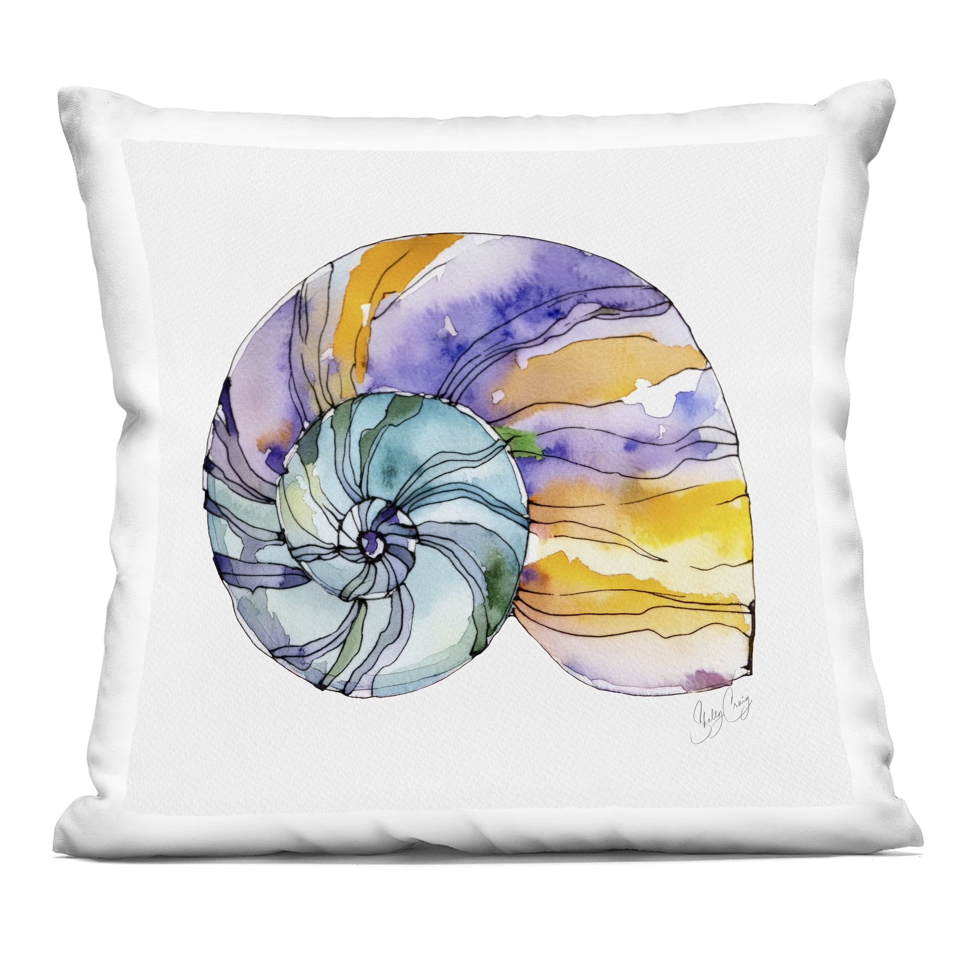 Stupell Industries Sunlit Striped Nautilus Decorative Printed Throw Pillow, design by Shelly Craig, 18 x 7 x 18