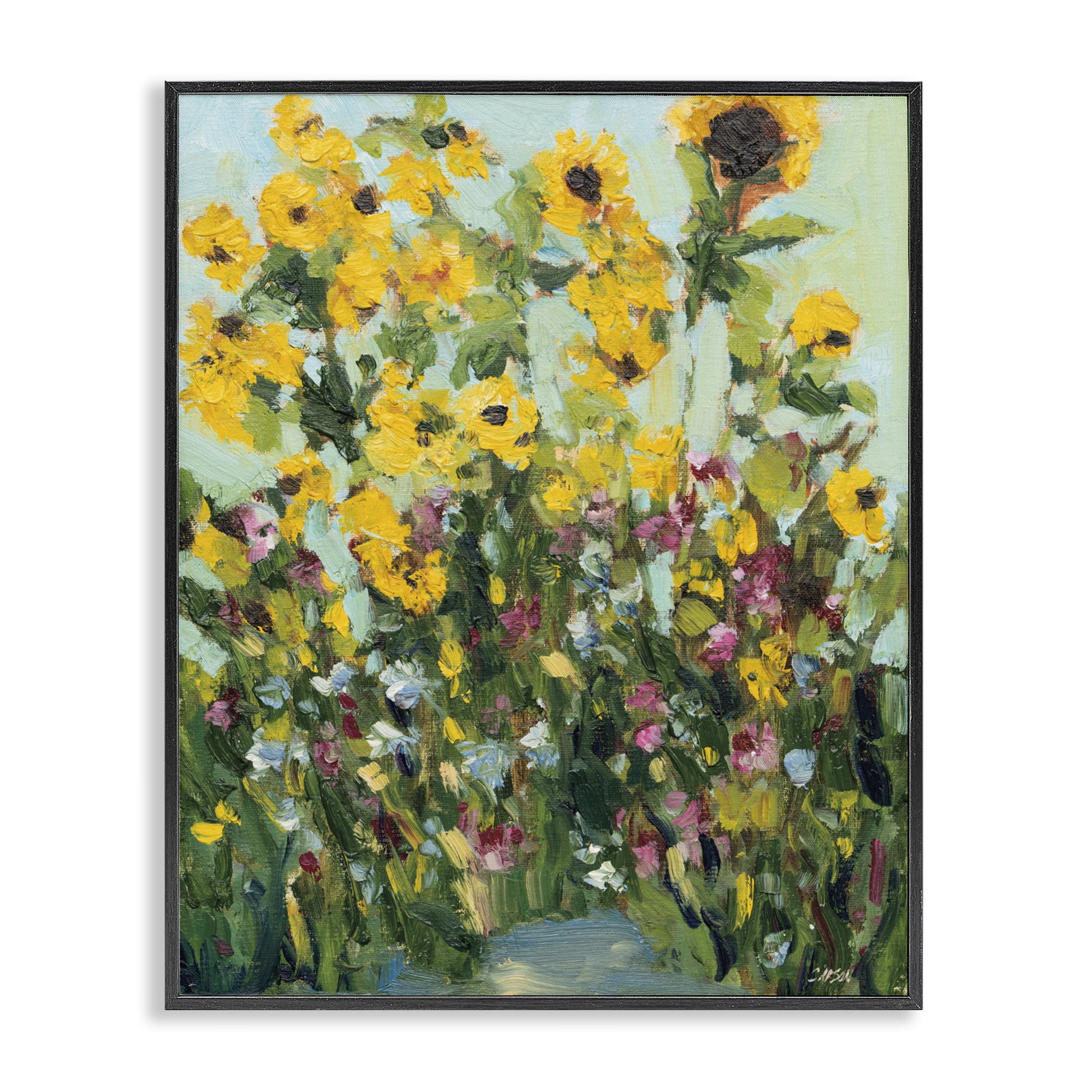 Stupell Industries Sunlit Sunflowers in Garden Black Framed Giclee Art, design by Carson Overstreet