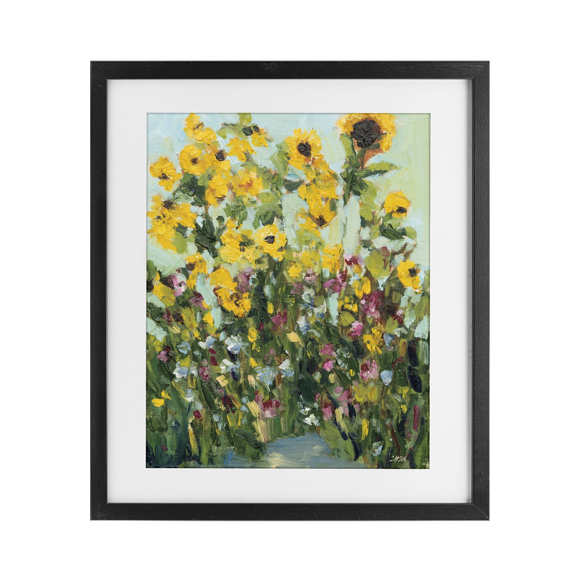 Stupell Industries Sunlit Sunflowers in Garden Black Framed Print Under Glass, design by Carson Overstreet